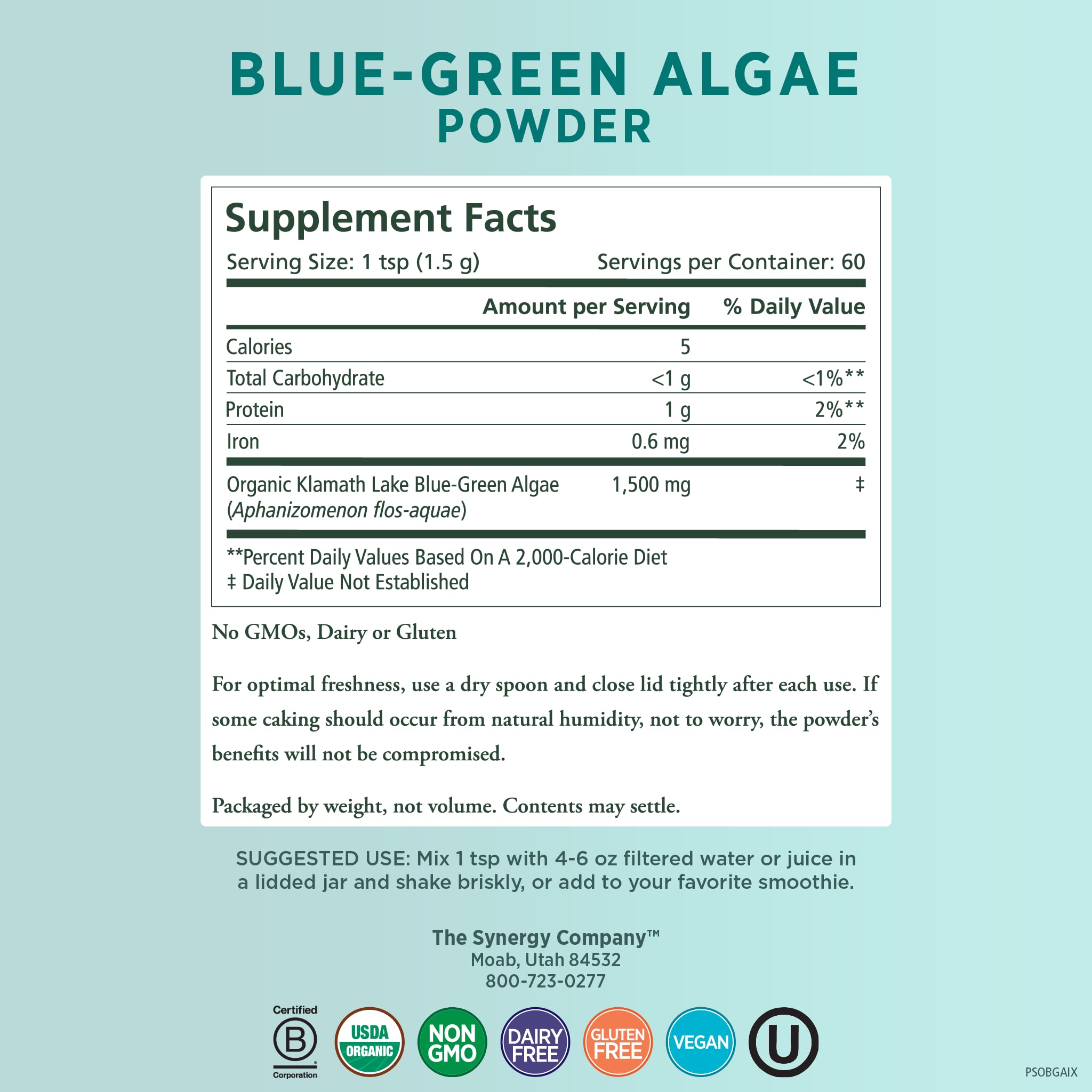 Foto 3 pulgar | Suplemento Pure Synergy De Algas Verdiazules En Polvo 100 Ml - Venta Internacional