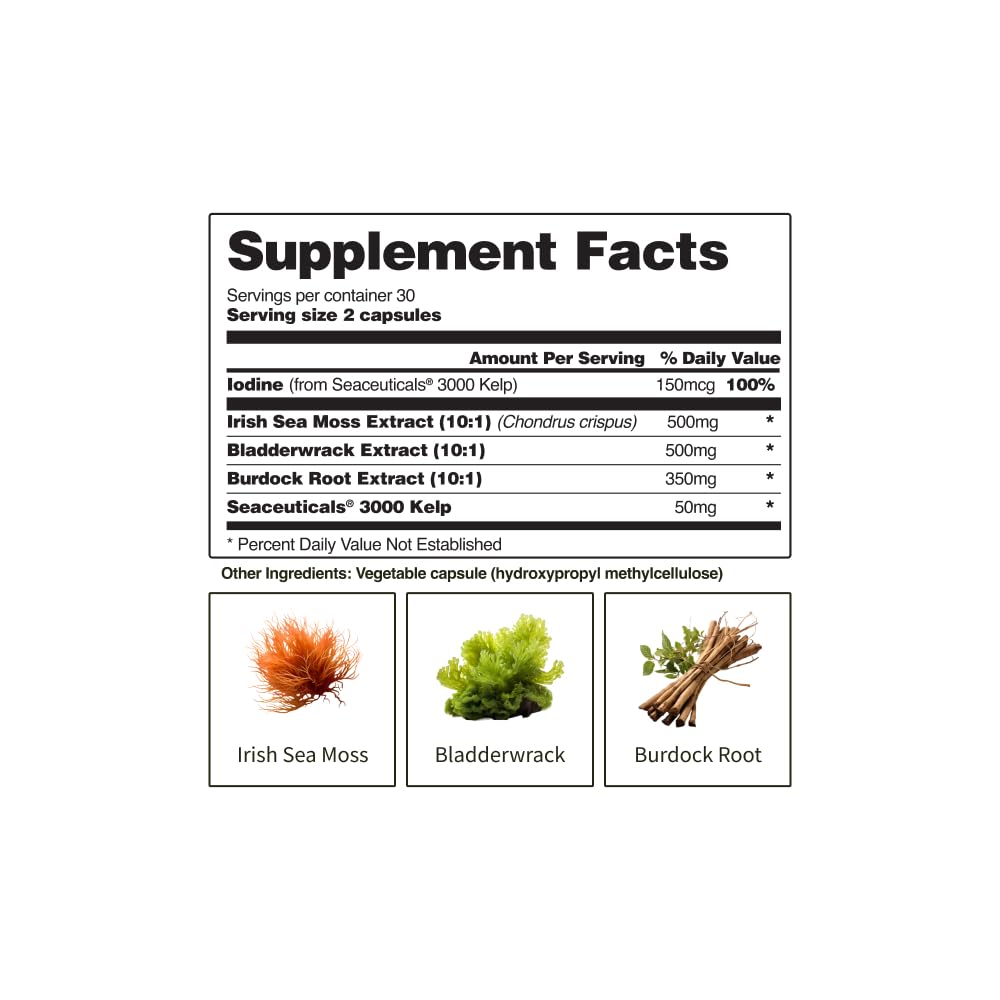 Foto 3 pulgar | Suplemento Snap Supplements Irish Sea Moss con Fucus 60 Cápsulas - Venta Internacional
