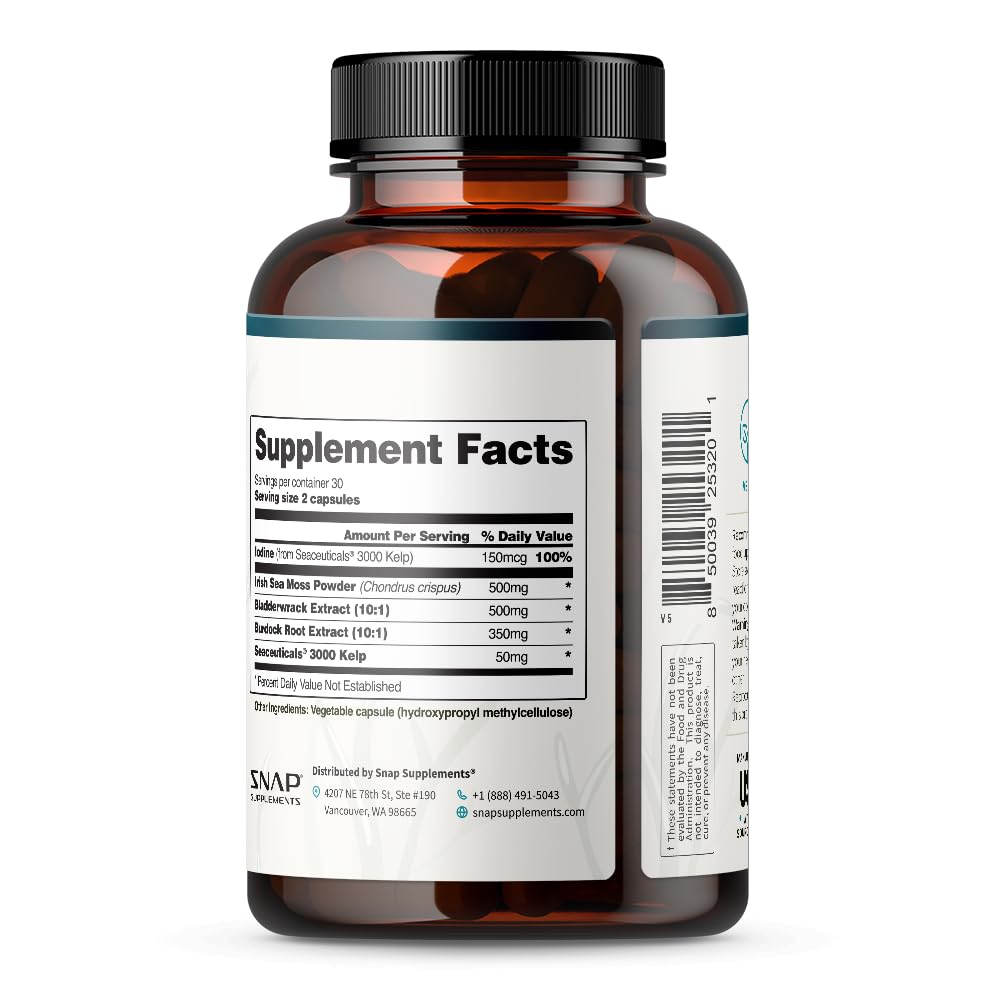 Foto 6 pulgar | Suplemento Snap Supplements Irish Sea Moss con Fucus 60 Cápsulas - Venta Internacional