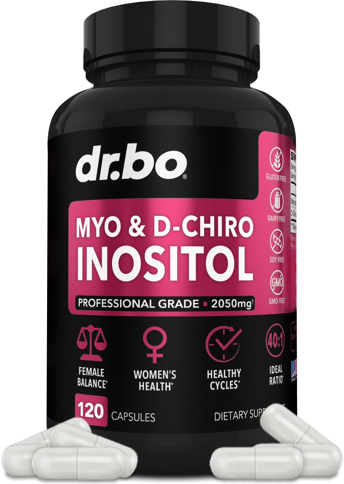Foto 2 pulgar | Suplemento Dr. Bo Myo-inositol Y D-chiro Inositol 2050 Mg 120 Cápsulas - Venta Internacional.
