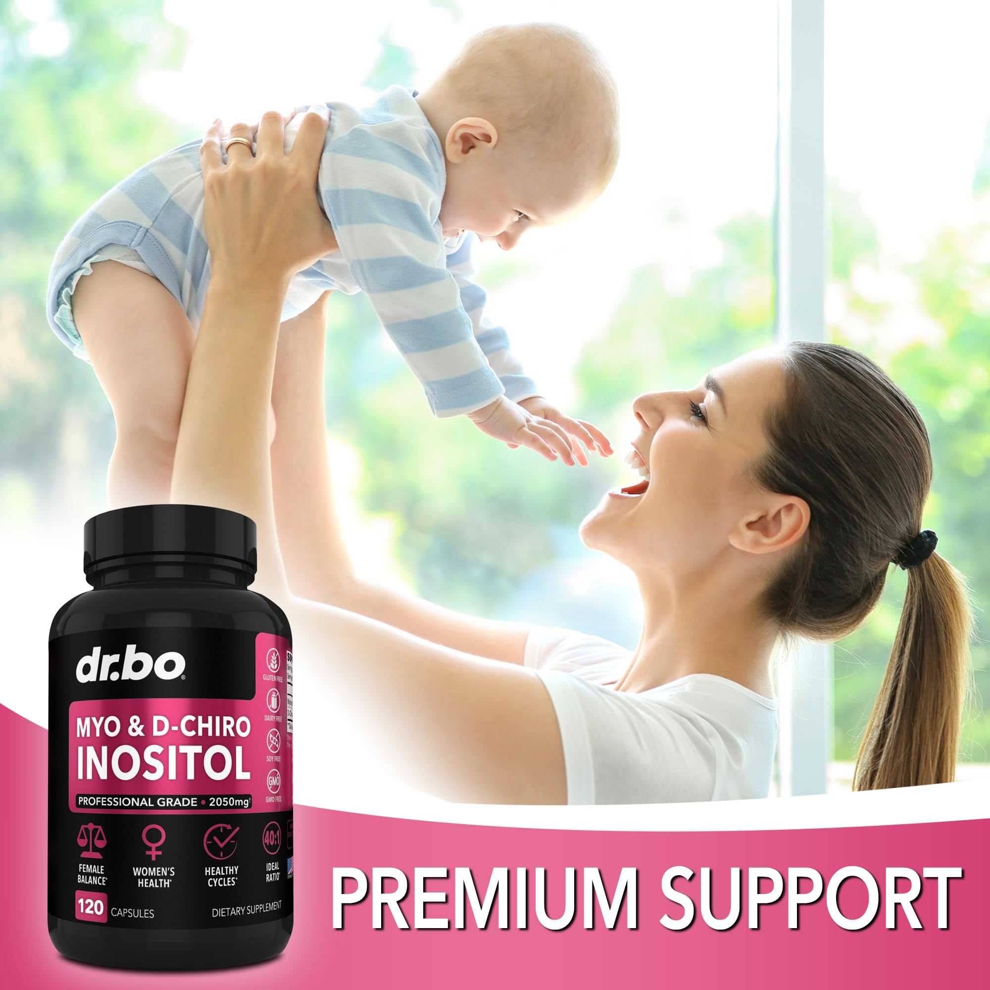 Foto 6 pulgar | Suplemento Dr. Bo Myo-inositol Y D-chiro Inositol 2050 Mg 120 Cápsulas - Venta Internacional.
