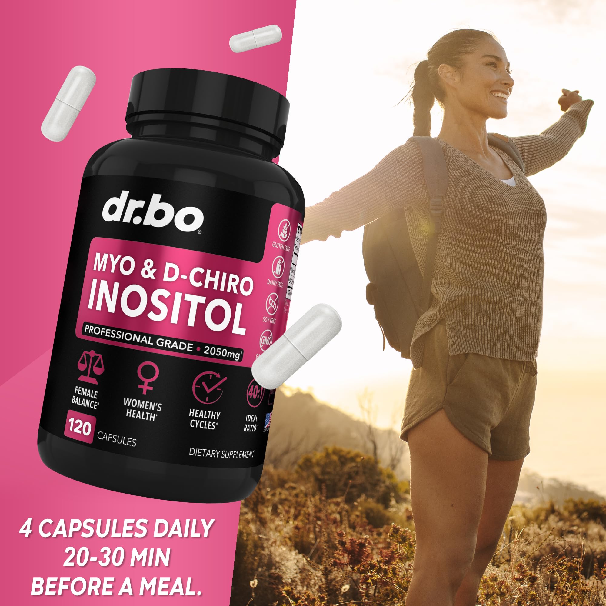 Foto 8 pulgar | Suplemento Dr. Bo Myo-inositol Y D-chiro Inositol 2050 Mg 120 Cápsulas - Venta Internacional.