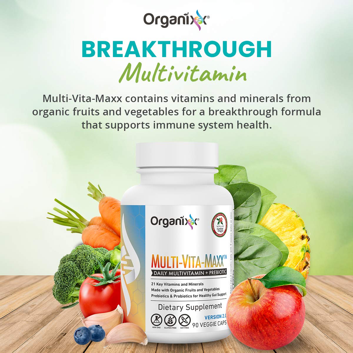 Foto 3 pulgar | Multivitamínico Organixx Vegan 90 Cápsulas - Venta Internacional