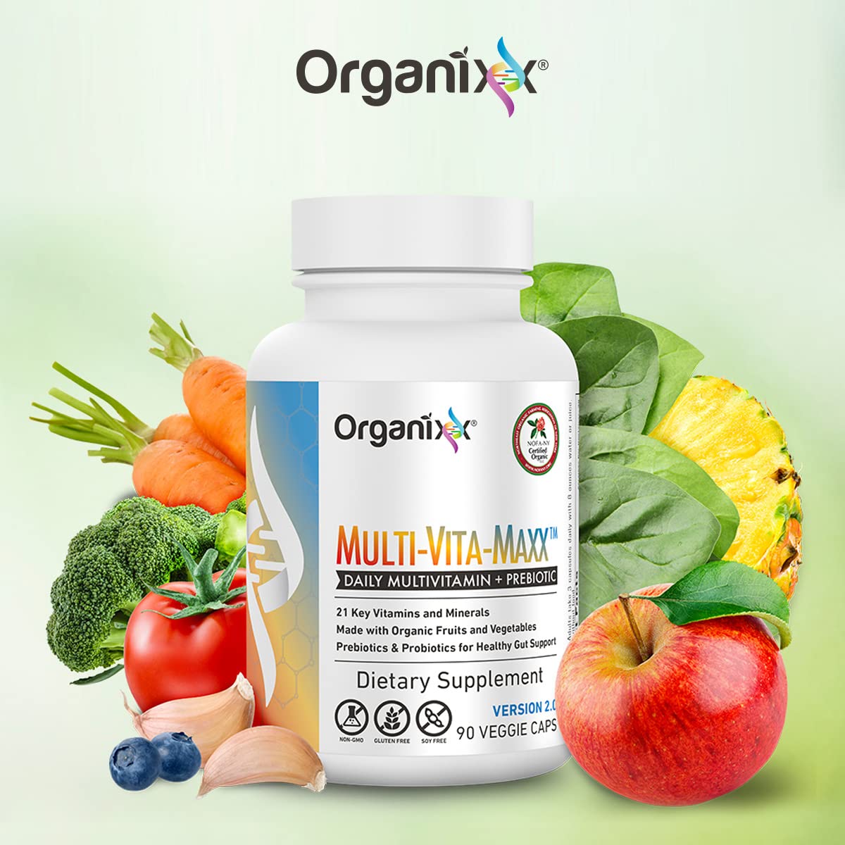 Foto 4 | Multivitamínico Organixx Vegan 90 Cápsulas - Venta Internacional