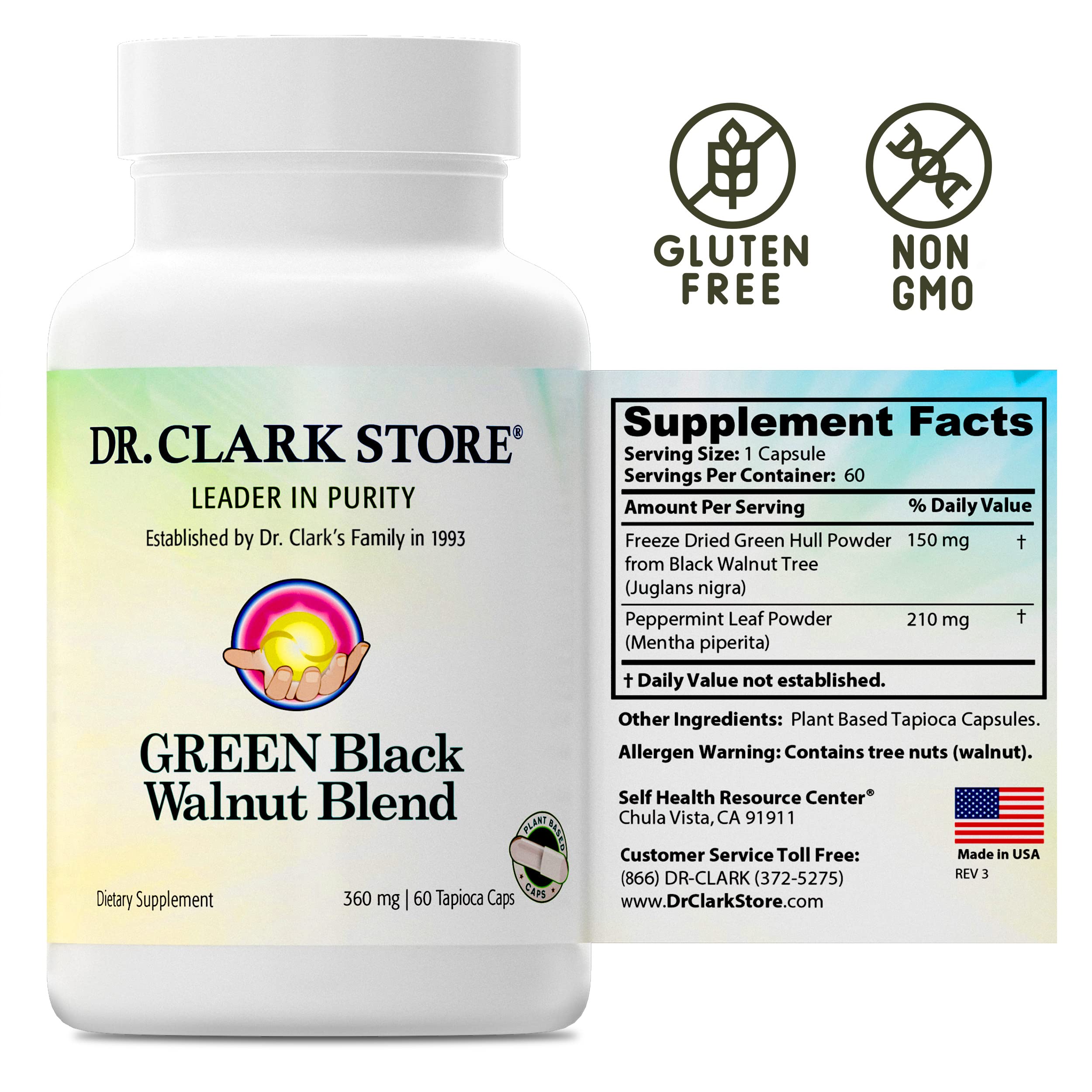Foto 5 | Suplemento Dietético Dr. Clark Green Black Walnut 360 Mg 60 Cápsulas - Venta Internacional