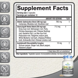 Foto 2 | Suplemento Ridgecrest Herbals Clearlungs Sport 60 Cápsulas Veganas - Venta Internacional