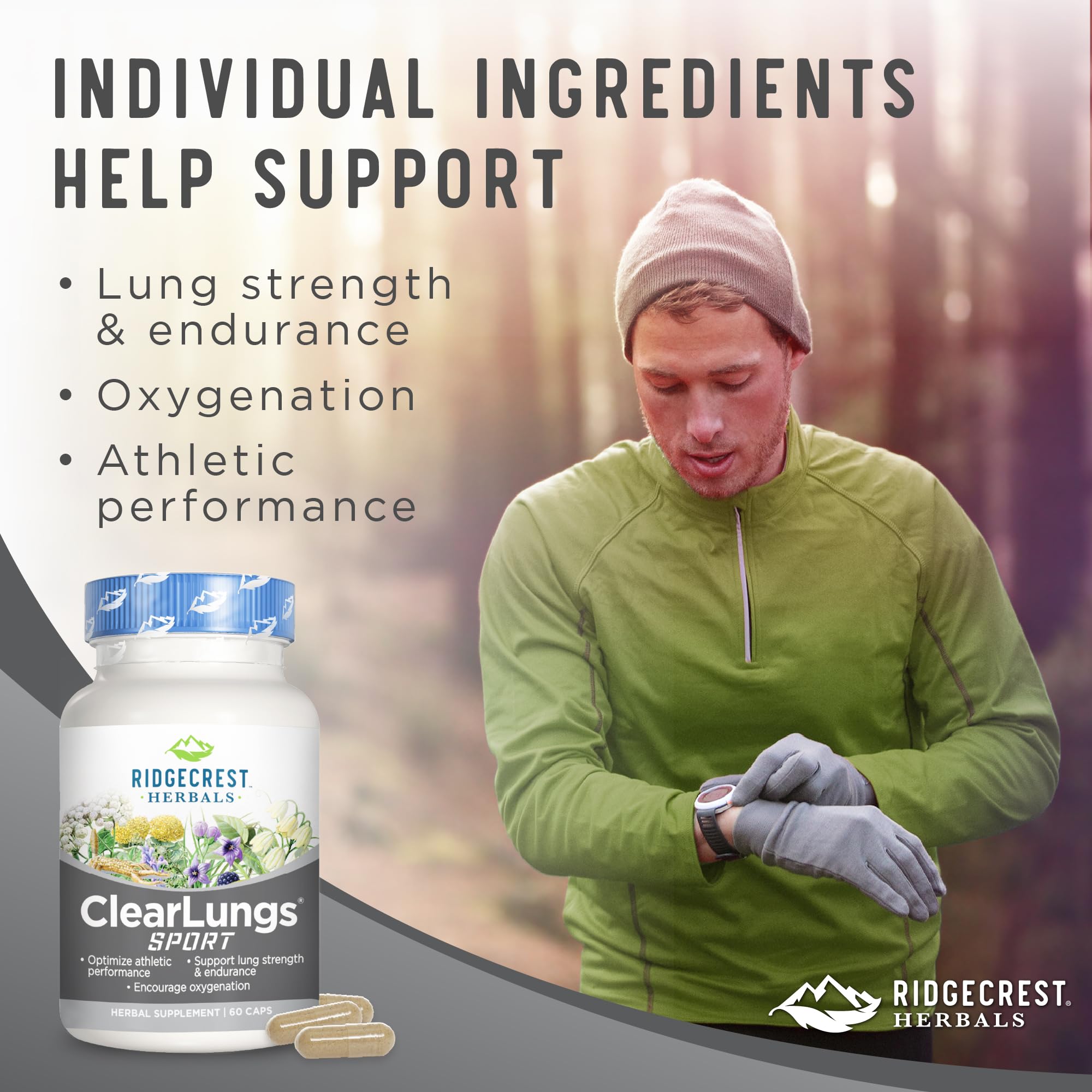 Foto 8 pulgar | Suplemento Ridgecrest Herbals Clearlungs Sport 60 Cápsulas Veganas - Venta Internacional