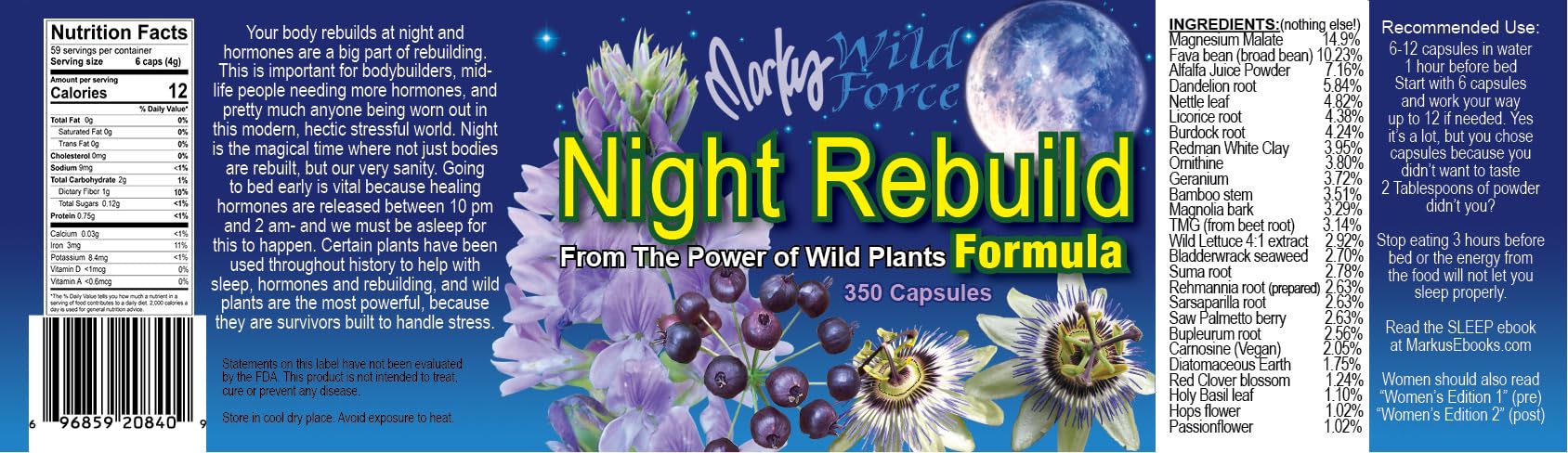 Foto 5 pulgar | Suplemento Wild Force Night Rebuild - Venta Internacional