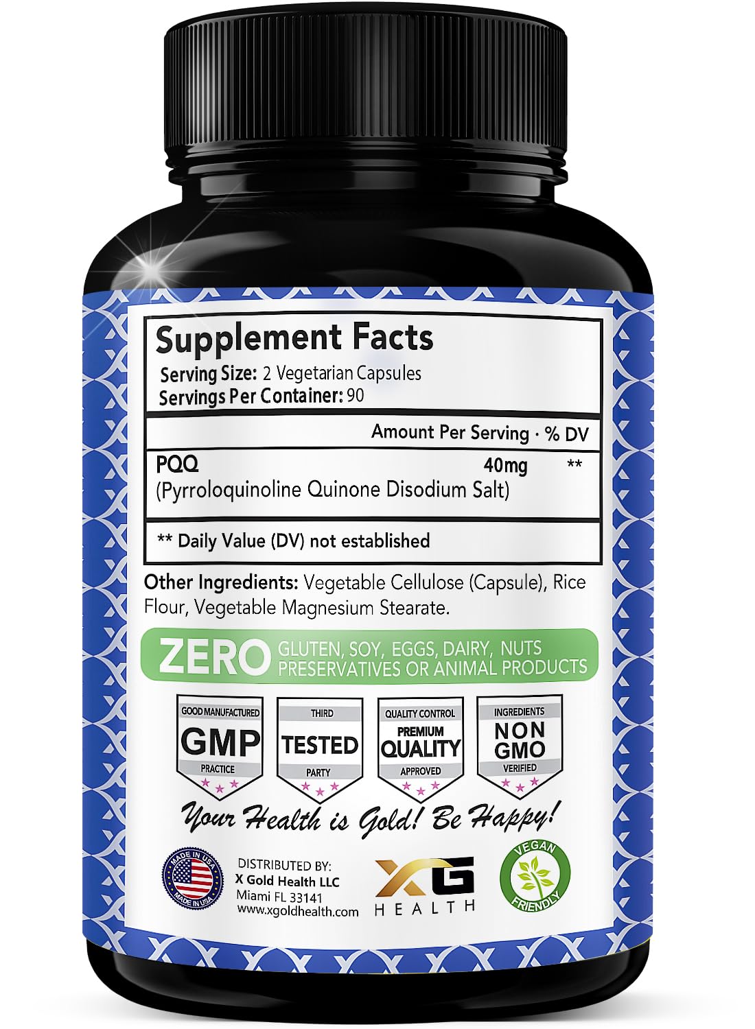 Foto 3 pulgar | Suplemento X Gold Health Pqq 40 Mg 180 Cápsulas Vegetarianas - Venta Internacional