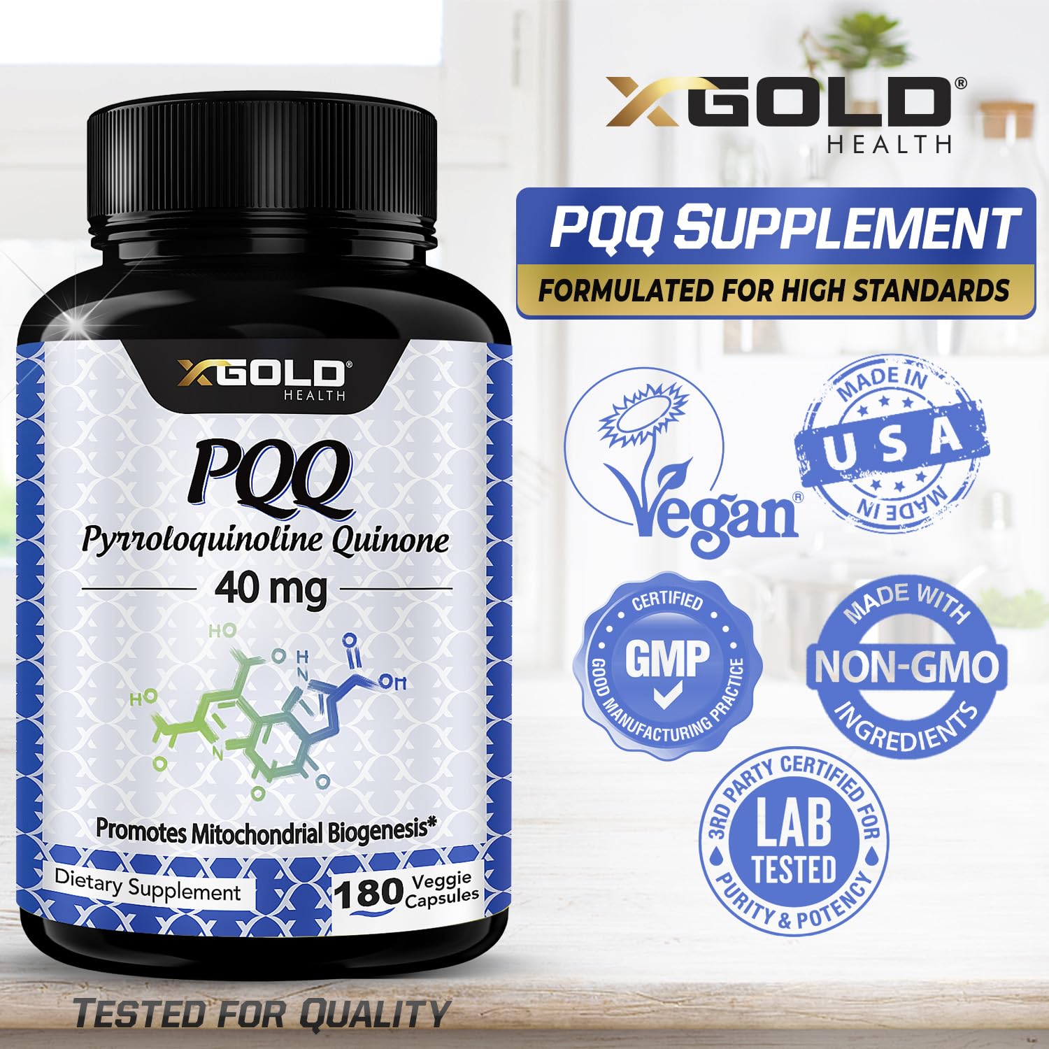 Foto 5 pulgar | Suplemento X Gold Health Pqq 40 Mg 180 Cápsulas Vegetarianas - Venta Internacional