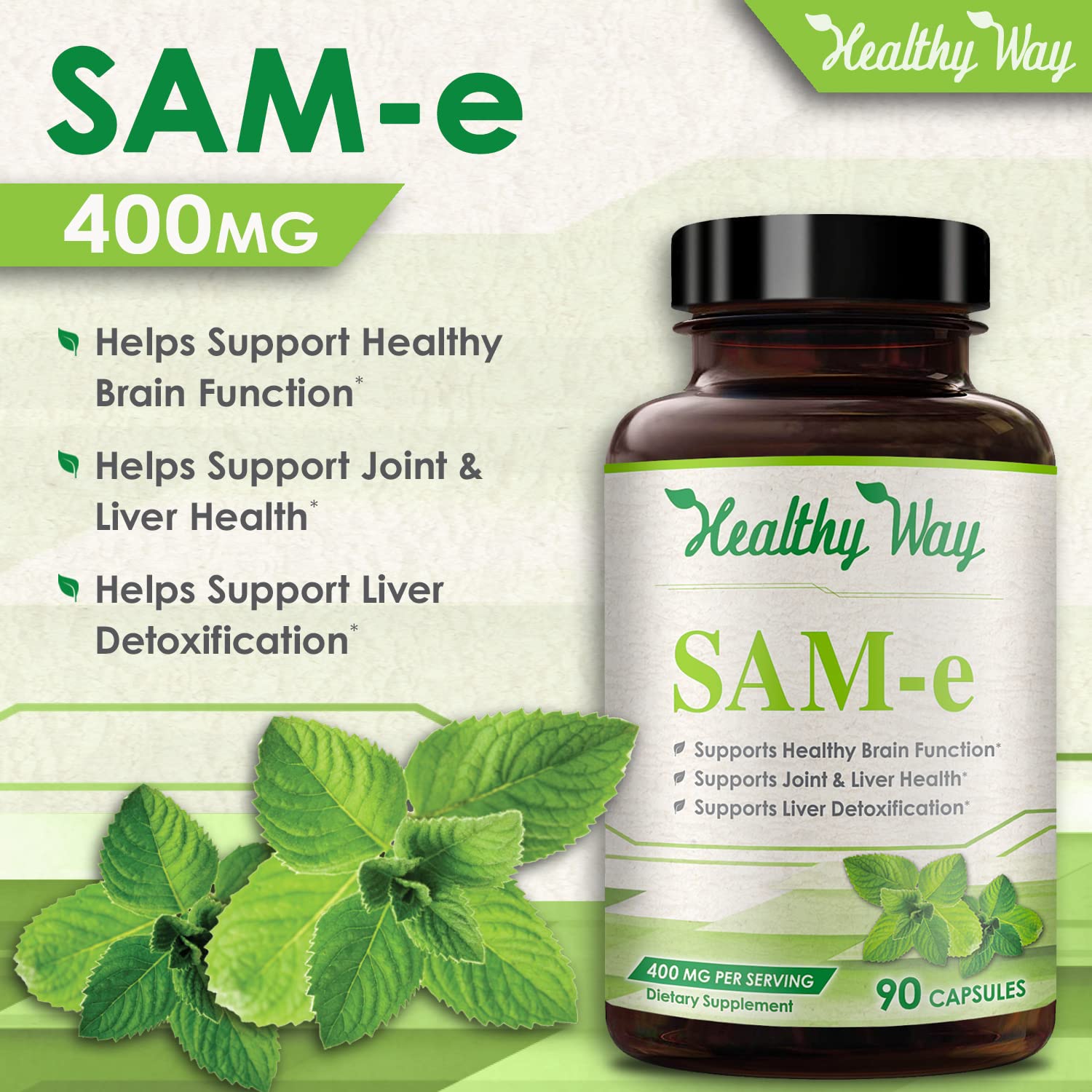 Foto 4 pulgar | Suplemento Healthywayrx Sam-e S-adenosil Metionina 400 Mg 90 Cápsulas - Venta Internacional.