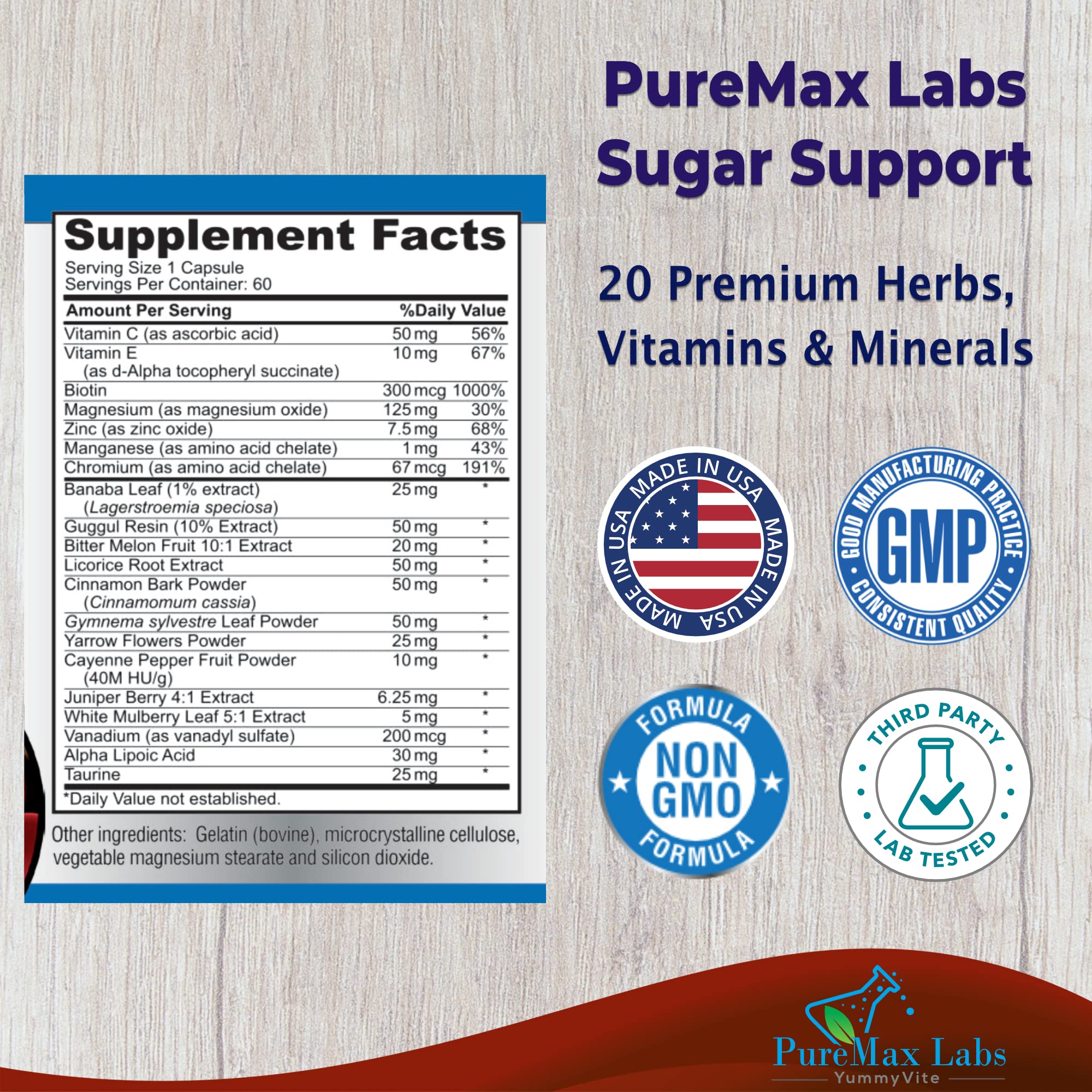 Foto 3 pulgar | Suplemento Yummyvite Sugar Support Con Canela Y Cromo 60 Cápsulas - Venta Internacional.