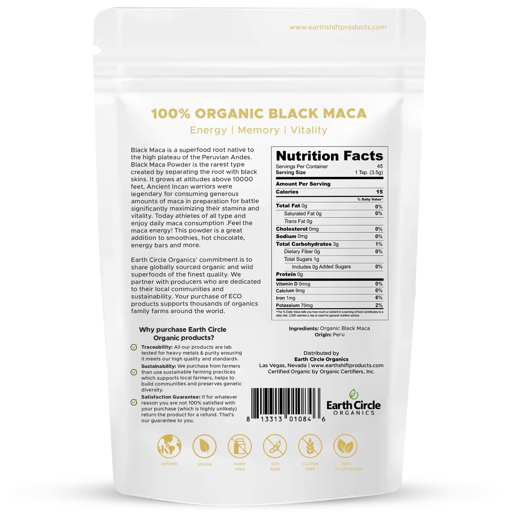 Foto 4 pulgar | Suplemento Earth Circle Organics en Polvo Raíz de Maca Negra - Venta Internacional