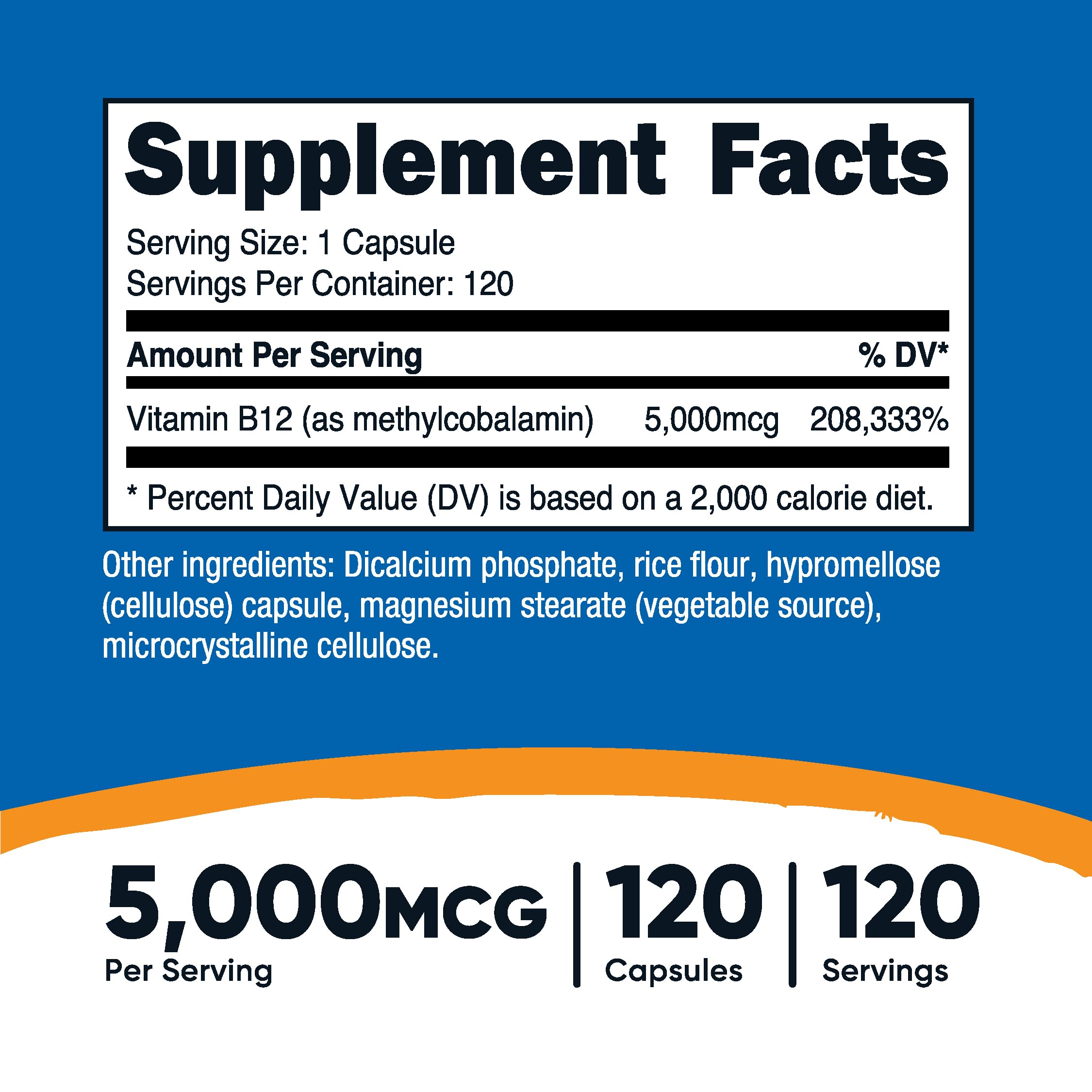Foto 3 pulgar | Suplemento Nutricost Vitamina B12 5000 Mcg 120 Cápsulas - Venta Internacional