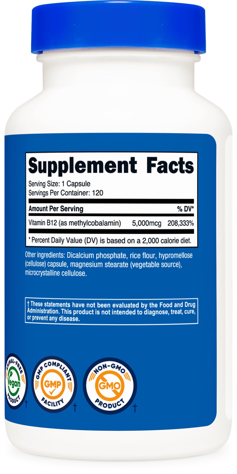Foto 5 pulgar | Suplemento Nutricost Vitamina B12 5000 Mcg 120 Cápsulas - Venta Internacional