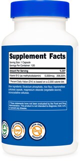 Foto 4 | Suplemento Nutricost Vitamina B12 5000 Mcg 120 Cápsulas - Venta Internacional