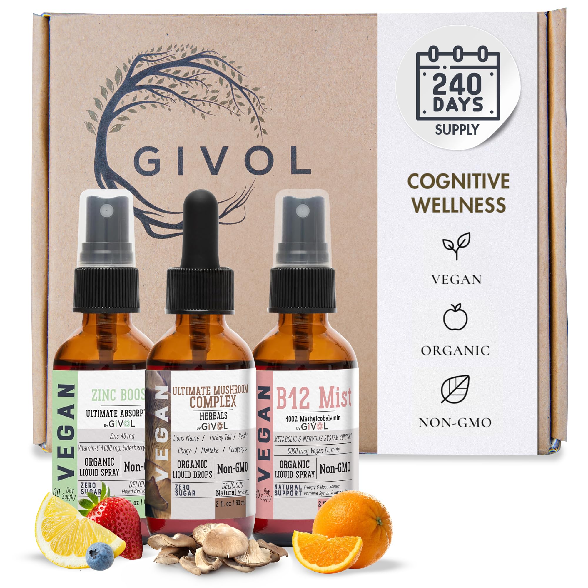 Paquete De Bienestar Cognitivo Trio De Vitaminas Líquidas Givol 360d - Venta Internacional.