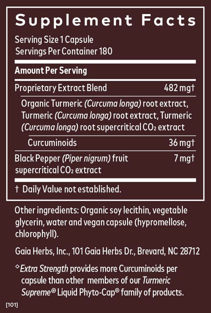 Foto 3 pulgar | Suplemento Gaia Herbs Turmeric Supreme Extra Strength 180 Cápsulas - Venta Internacional