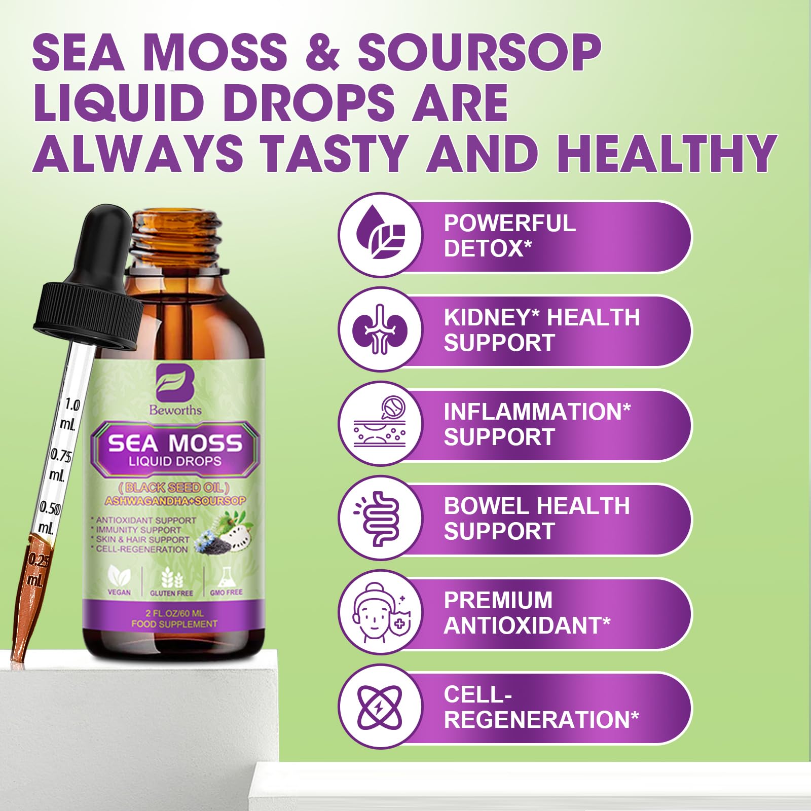 Foto 4 pulgar | Suplemento De Gotas Líquidas De Musgo Marino Con Aceite De Semilla Negra, 30 Ml - Venta Internacional.
