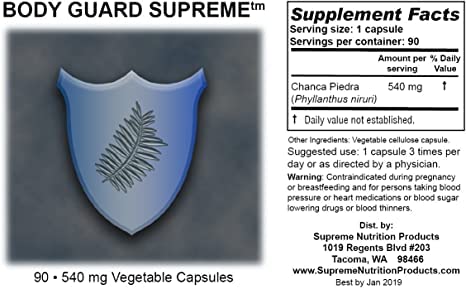 Foto 3 pulgar | Supreme Nutrition Body Guard Supreme Chanca Piedra en Cápsulas 90 Cápsulas - Venta Internacional