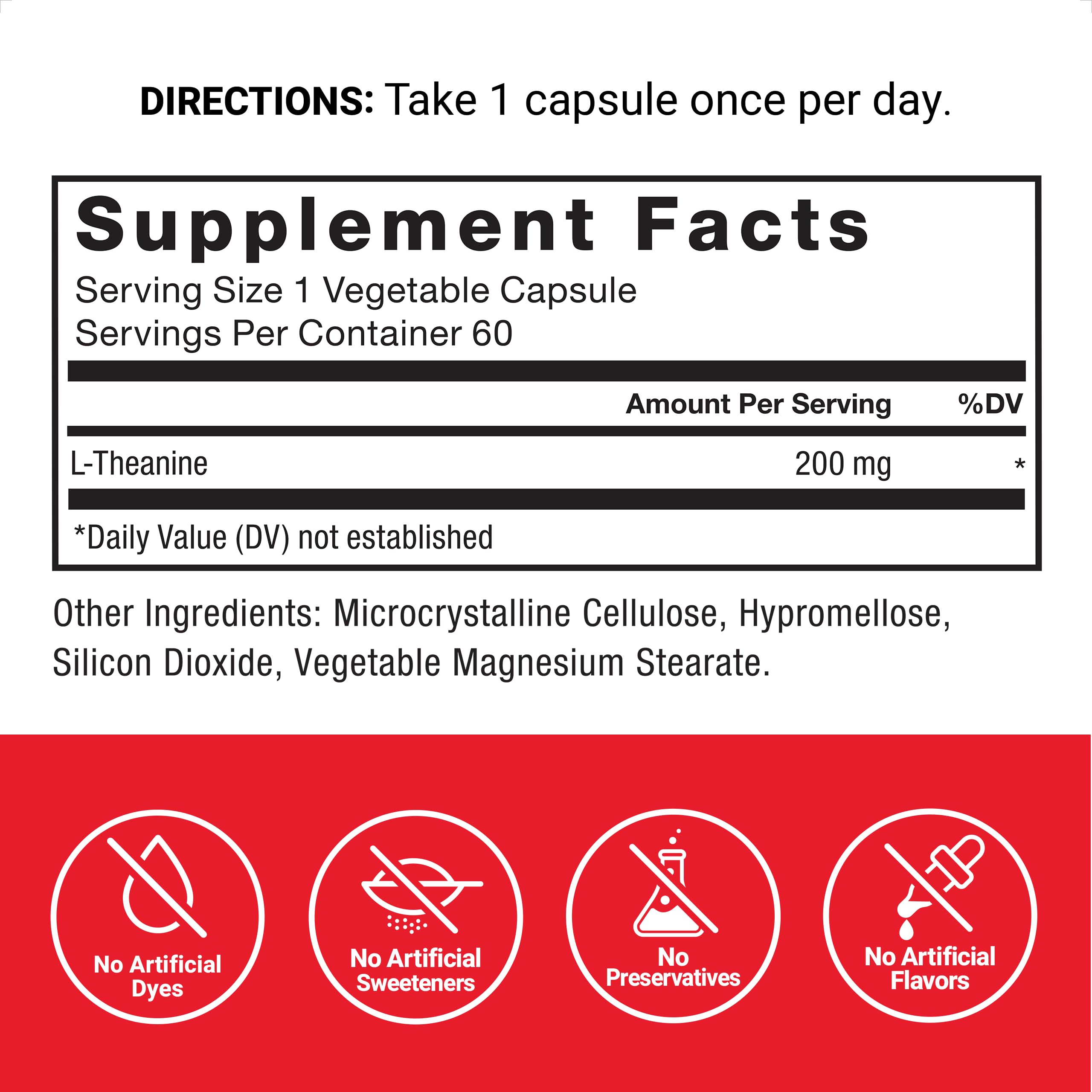 Foto 5 pulgar | Suplemento Force Factor L-teanina 200 mg 60 Cápsulas Veganas - Venta Internacional