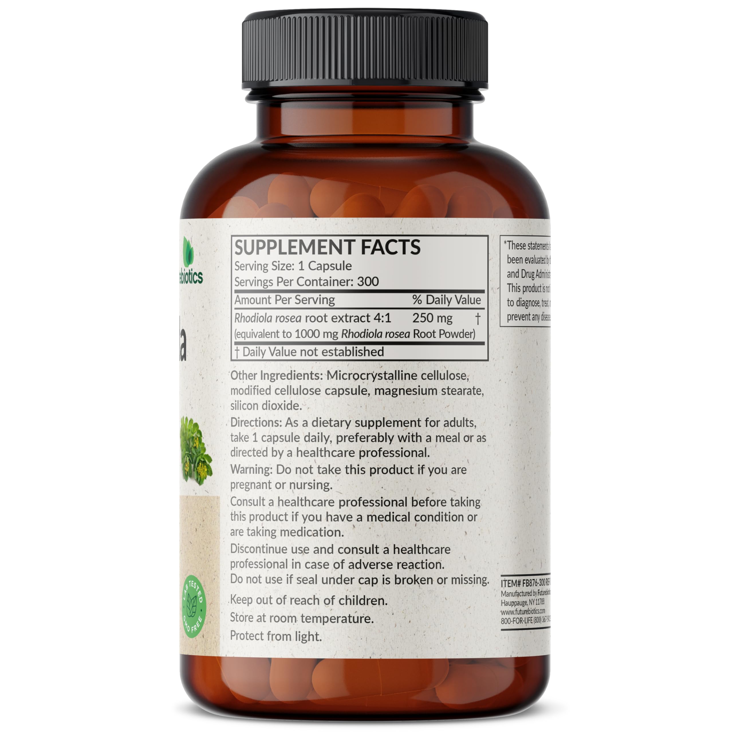 Foto 3 pulgar | Suplemento Futurebiotics Rhodiola Rosea 300 Cápsulas - Venta Internacional