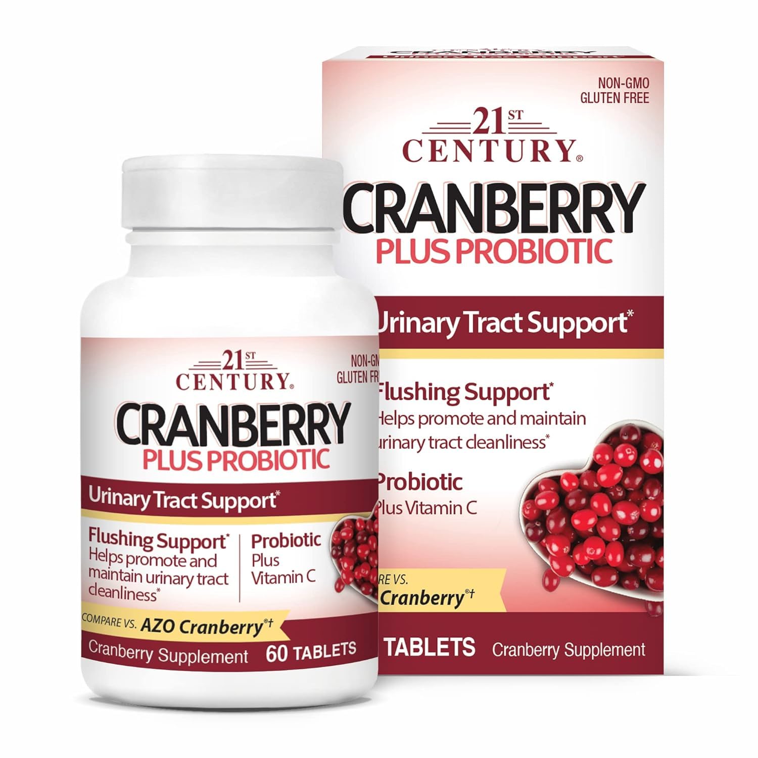 Suplemento Probiótico 21st Century Cranberry Plus, 60 Tabletas - Venta Internacional.