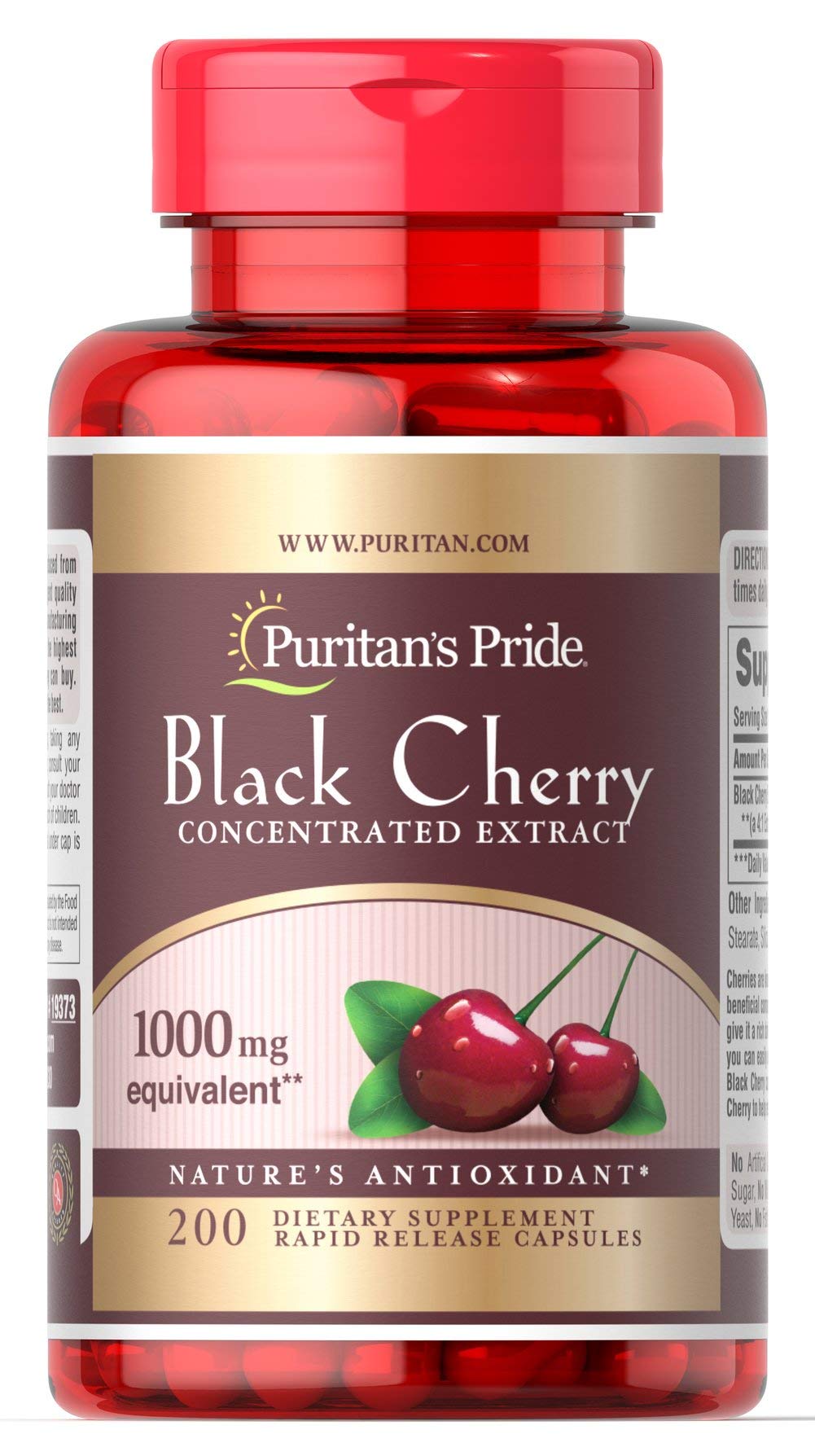 Foto 2 pulgar | Suplemento Puritan's Pride Black Cherry En Cápsulas De 1000 Mg, 200 Unidades - Venta Internacional.