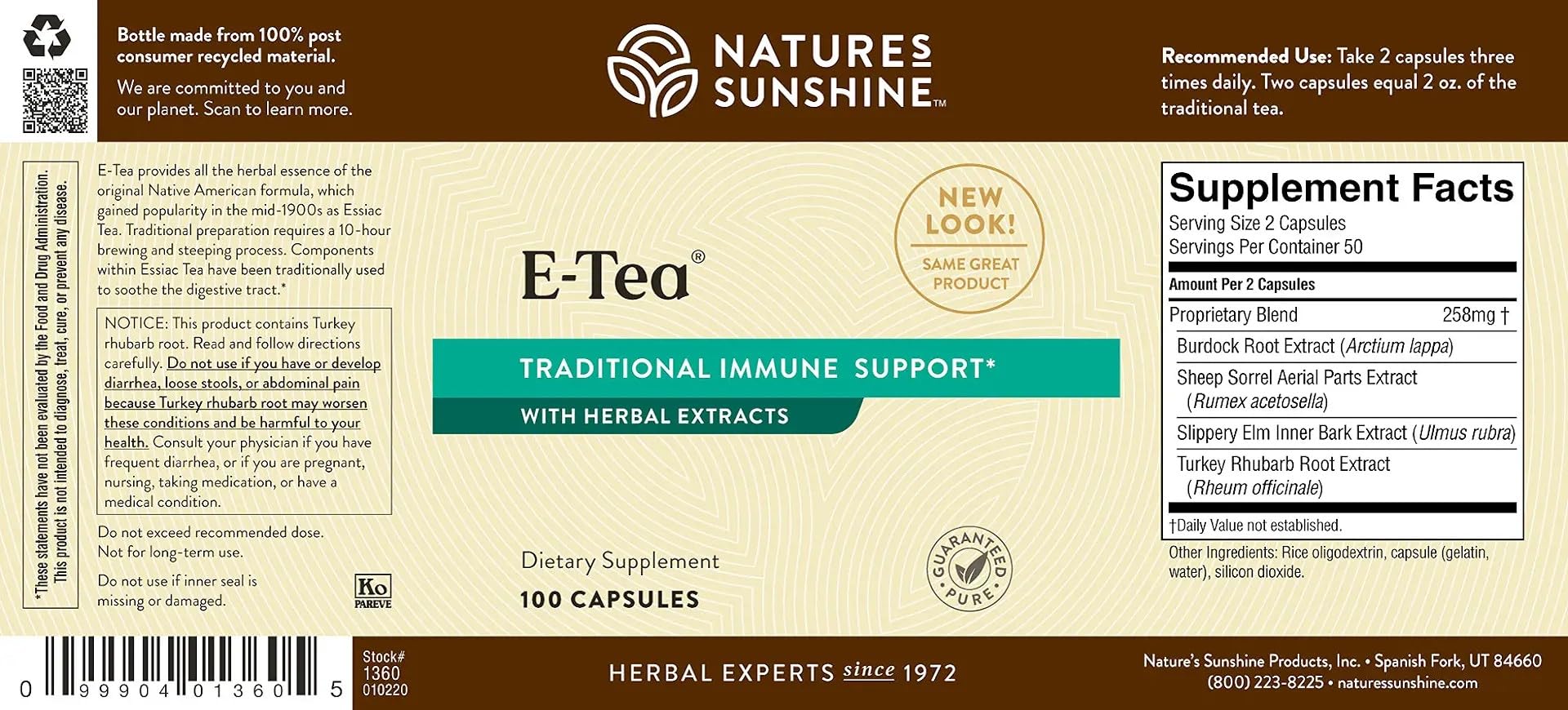 Foto 7 pulgar | Cápsulas de Té Supplement Nature's Sunshine 100 Unidades - Venta Internacional