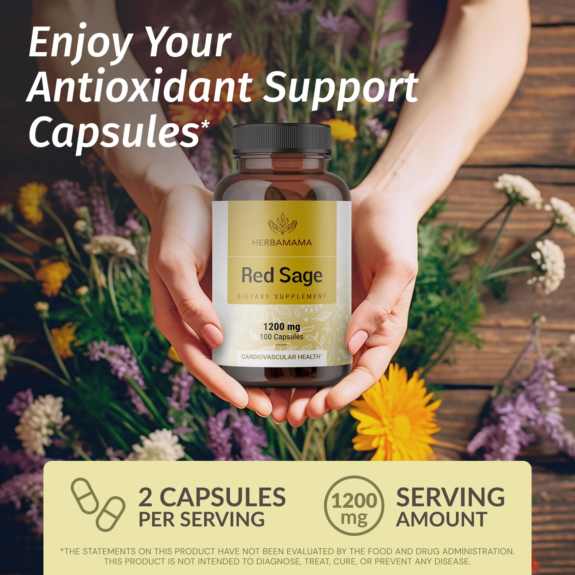 Foto 3 pulgar | Suplemento Herbamama de Salvia Roja 1200 Mg - Venta Internacional