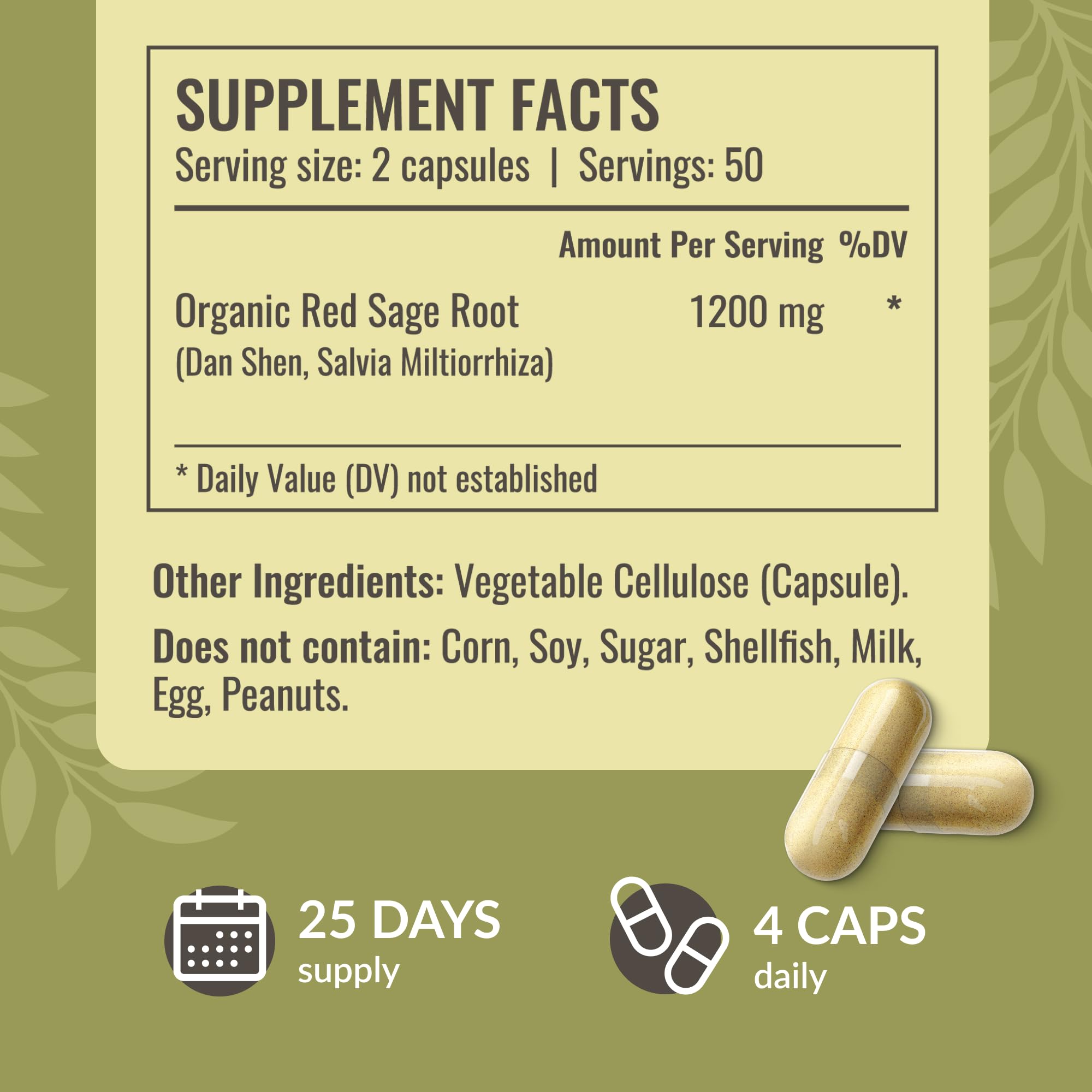 Foto 4 pulgar | Suplemento Herbamama de Salvia Roja 1200 Mg - Venta Internacional