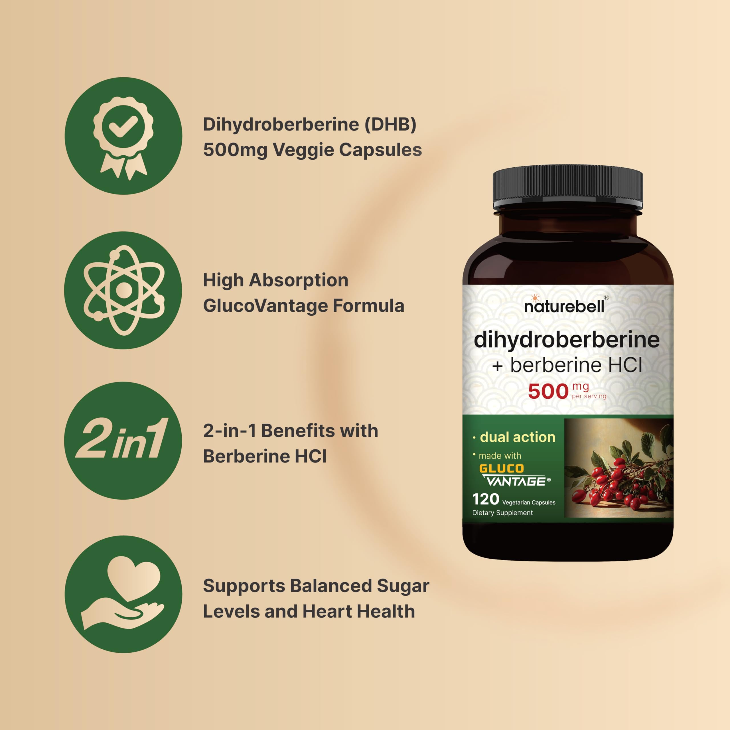 Foto 4 pulgar | Suplemento Naturebell de Dihidroberberina con Clorhidrato de Berberina 500 mg - Venta Internacional
