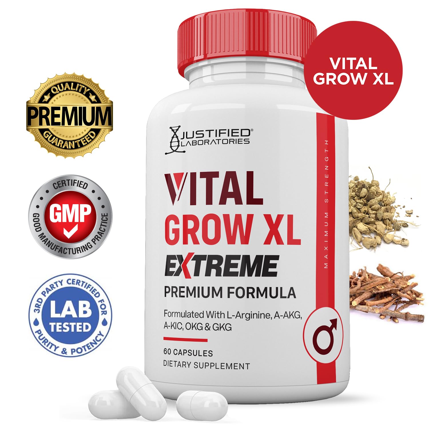 Foto 3 pulgar | Suplemento Justified Laboratories Vital Grow Xl Extreme 60 Cápsulas-Venta Internacional