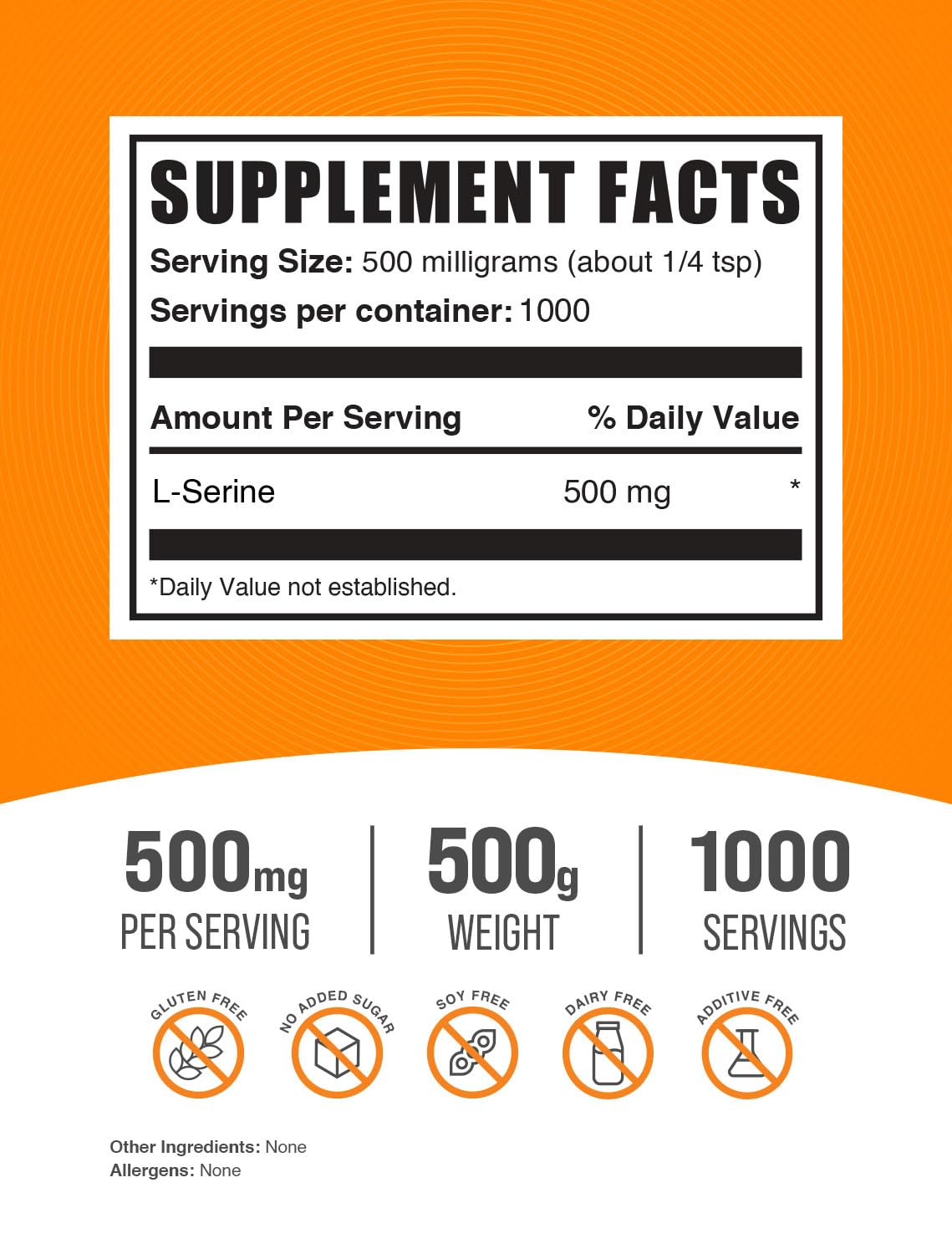 Foto 3 pulgar | Suplemento Bulksupplements.com L-serina 500 Mg En Polvo 500 G - Venta Internacional.