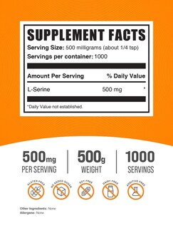 Foto 2 | Suplemento Bulksupplements.com L-serina 500 Mg En Polvo 500 G - Venta Internacional.