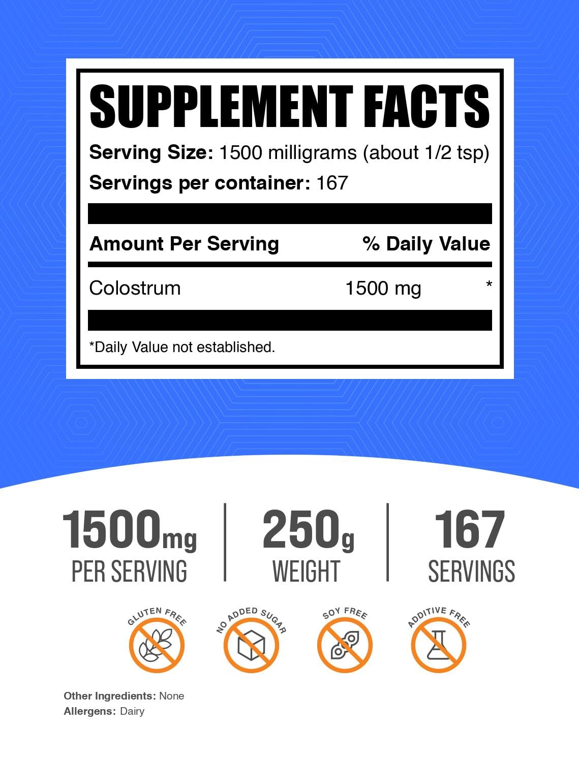 Foto 3 pulgar | Suplemento De Calostro Bulksupplements.com 250 G - Venta Internacional