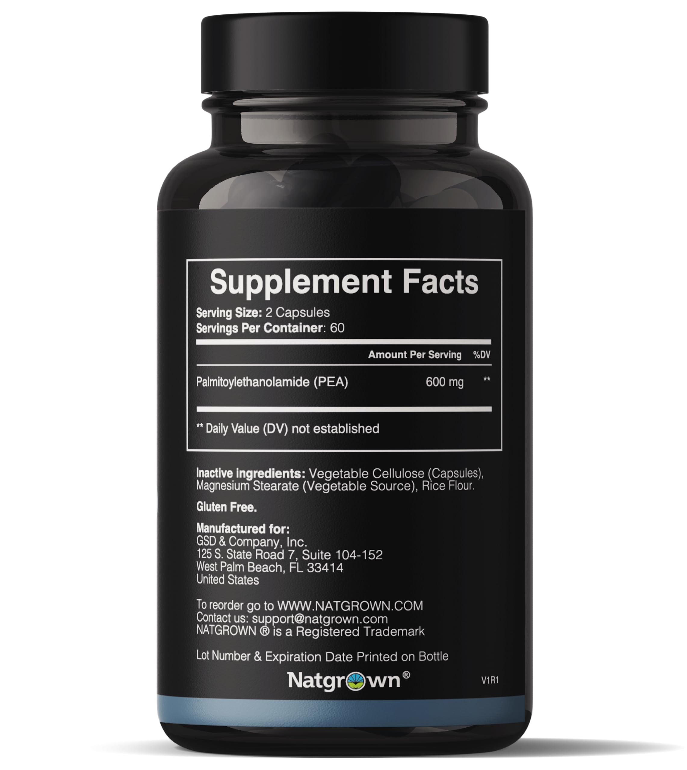 Foto 2 | Suplemento Natgrown Palmitoiletanolamida Pea 600 Mg 120 Cápsulas - Venta Internacional