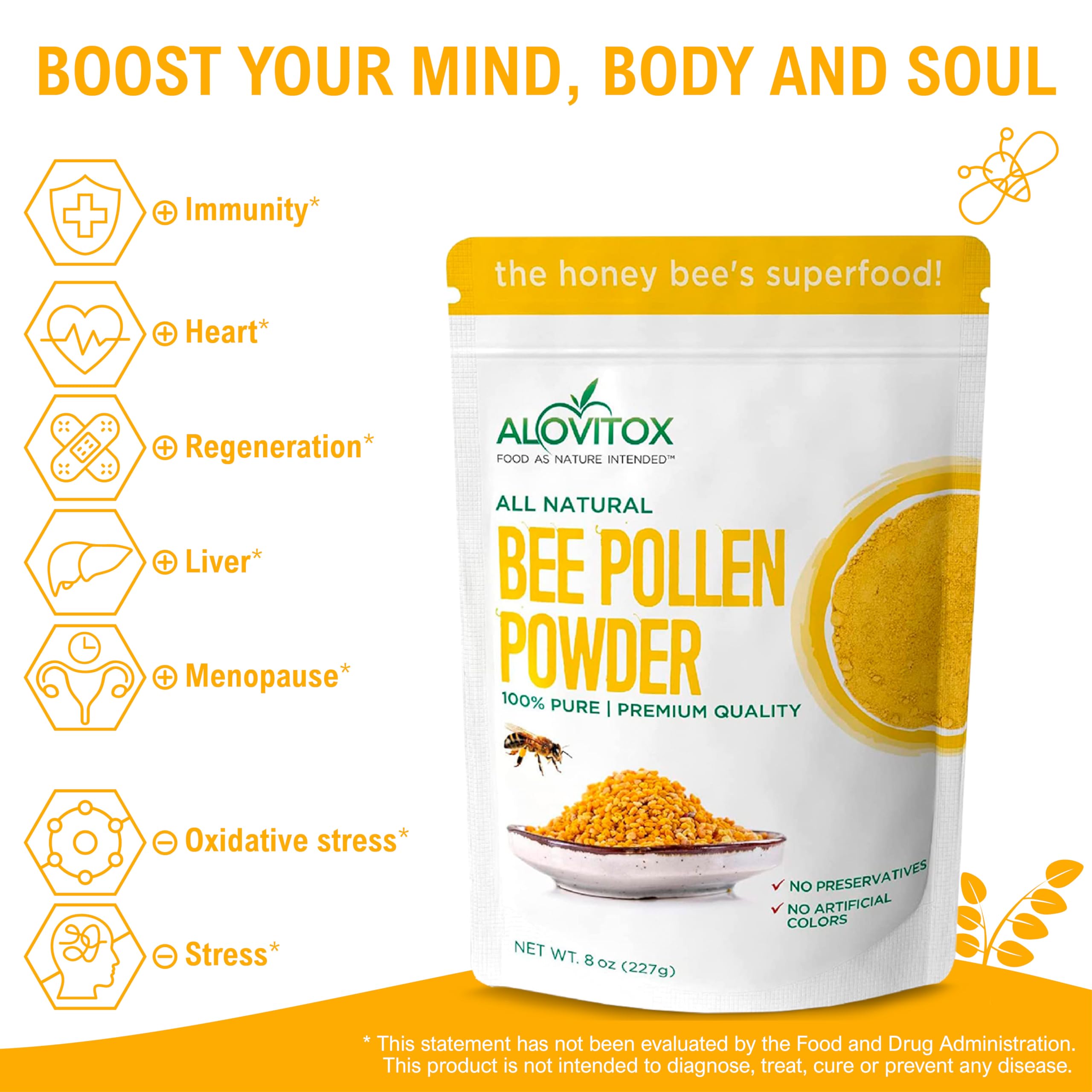 Foto 3 pulgar | Suplemento Alovitox Polen De Abeja En Polvo 227 Ml - Venta Internacional