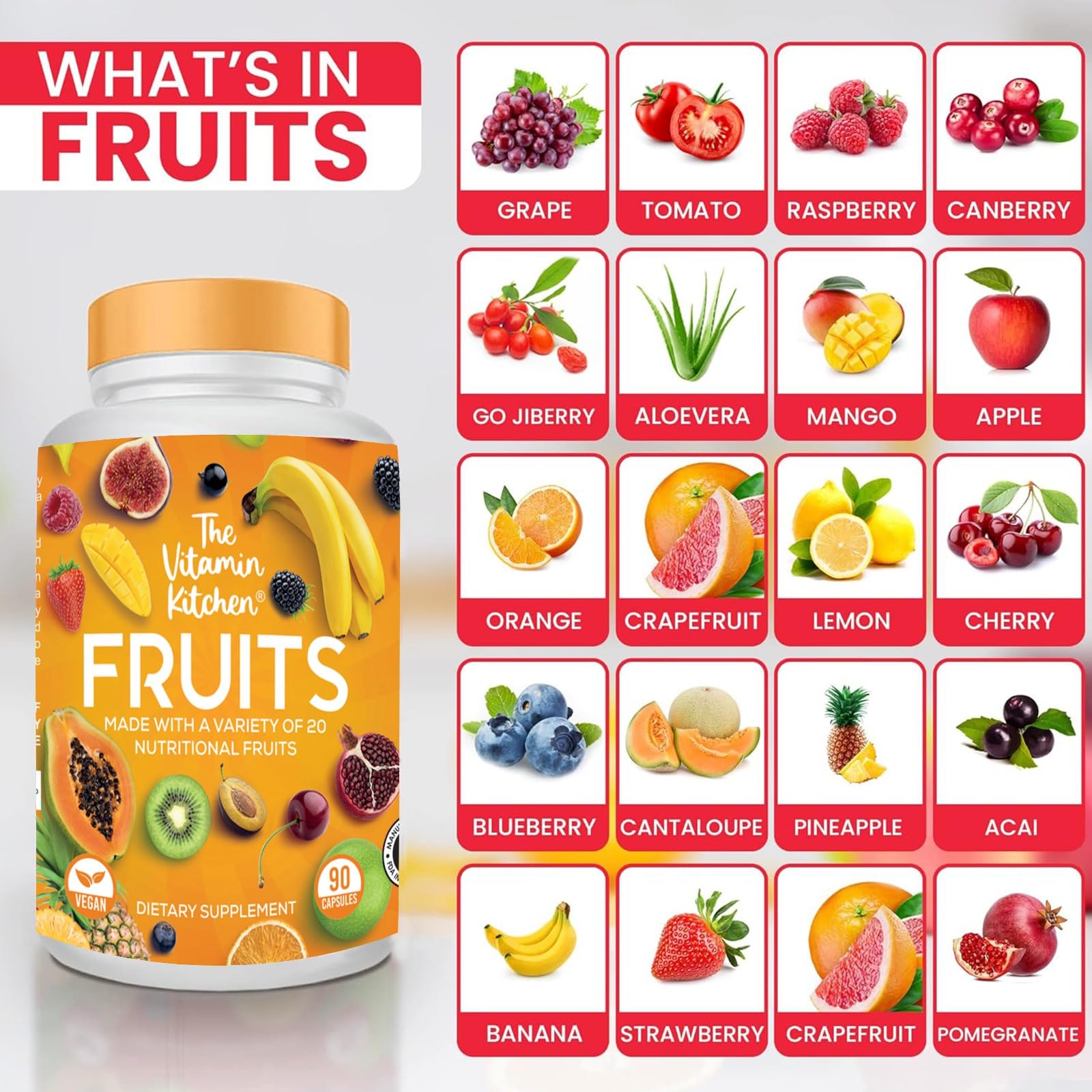 Foto 4 | Suplementos The Vitamin Kitchen Fruit And Veggie 360 Cápsulas - Venta Internacional.