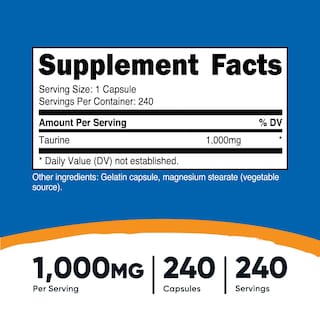Foto 2 | Suplemento Nutricost Taurine 1000 Mg 240 Cápsulas - Venta Internacional