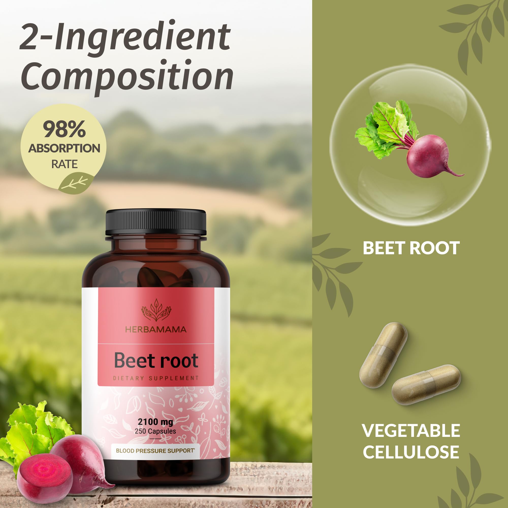 Foto 4 | Cápsulas de Raíz de Remolacha Herbamama 2100 Mg- Venta Internacional