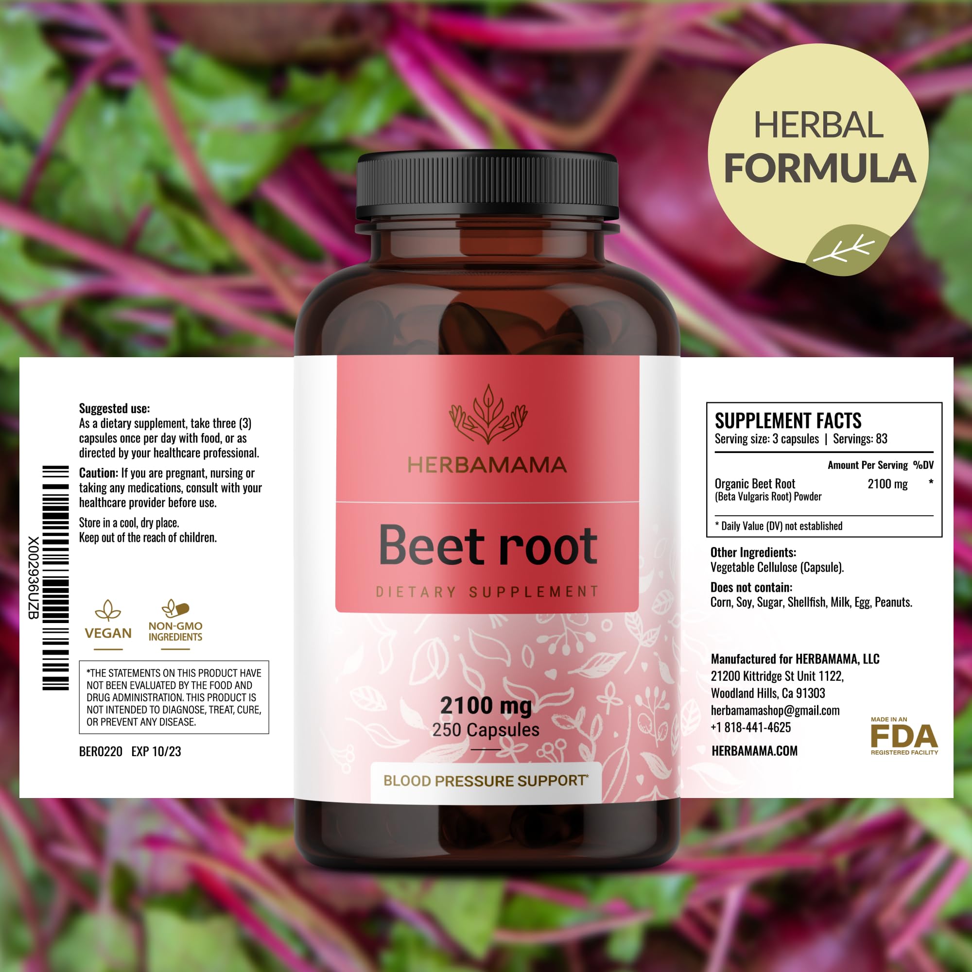 Foto 8 pulgar | Cápsulas de Raíz de Remolacha Herbamama 2100 Mg- Venta Internacional