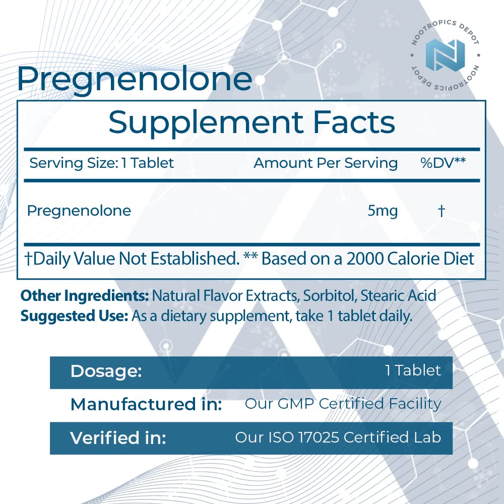 Foto 3 pulgar | Suplemento Nootropics Depot Pregnenolone Quick Dissolve 5 Mg - Venta Internacional