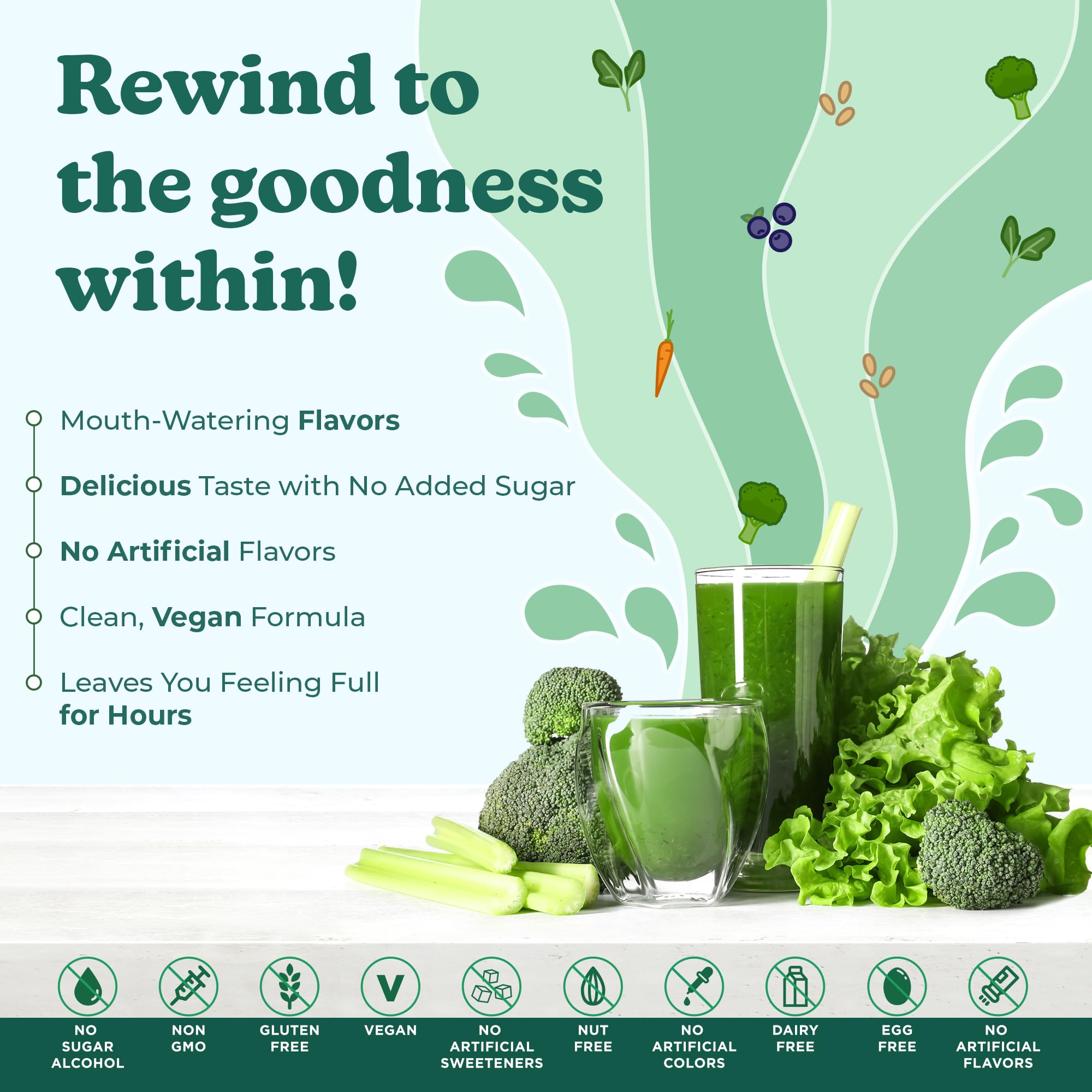 Foto 5 pulgar | Super Greens Powder Rewind Greens con Sabor A Piña Soñada - Venta Internacional
