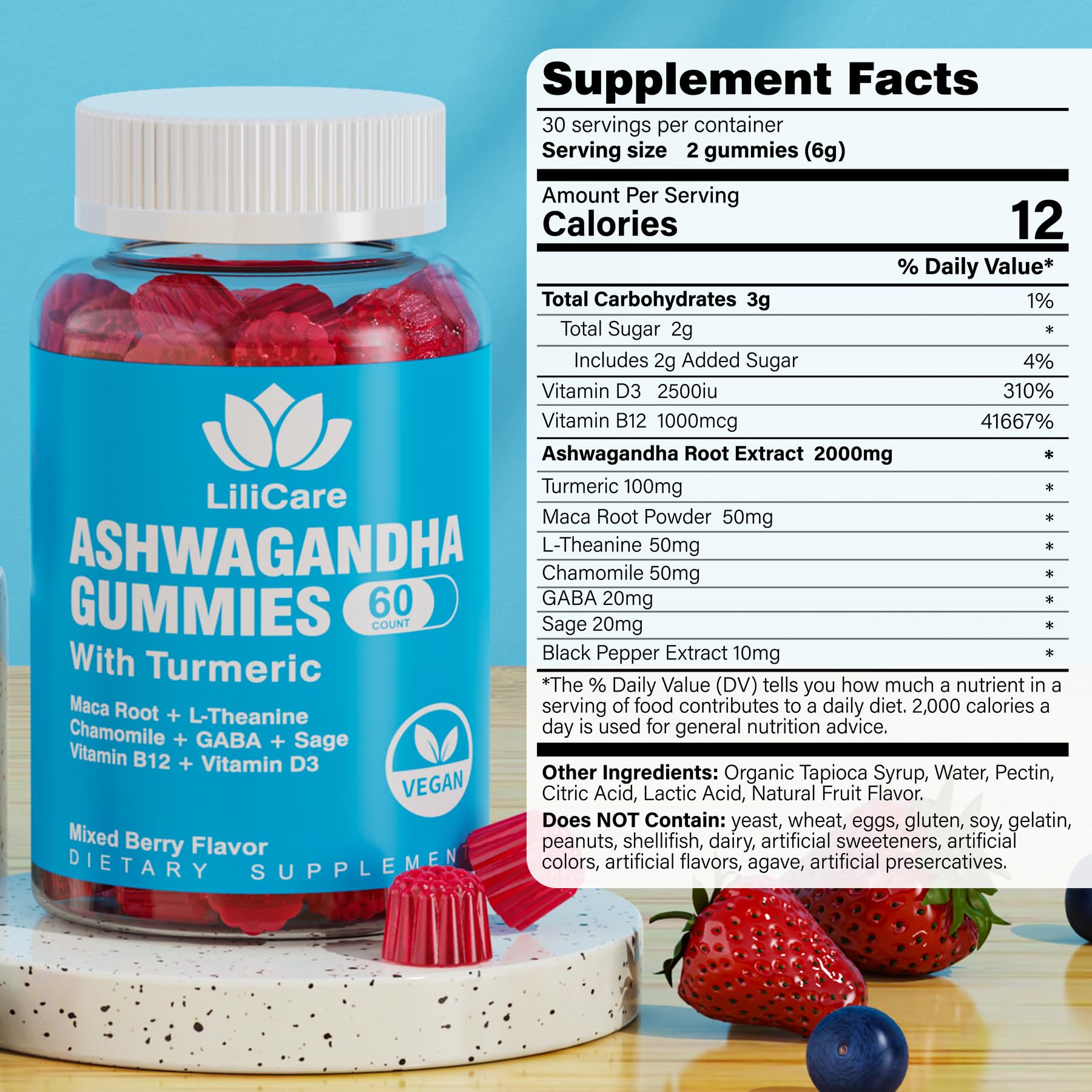 Foto 3 pulgar | Suplemento Envydeal Gomitas De Ashwagandha 2000 Mg 60 Unidades - Venta Internacional