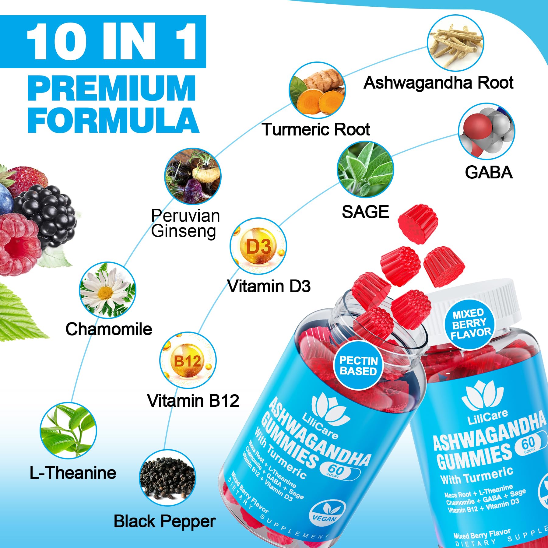 Foto 5 pulgar | Suplemento Envydeal Gomitas De Ashwagandha 2000 Mg 60 Unidades - Venta Internacional