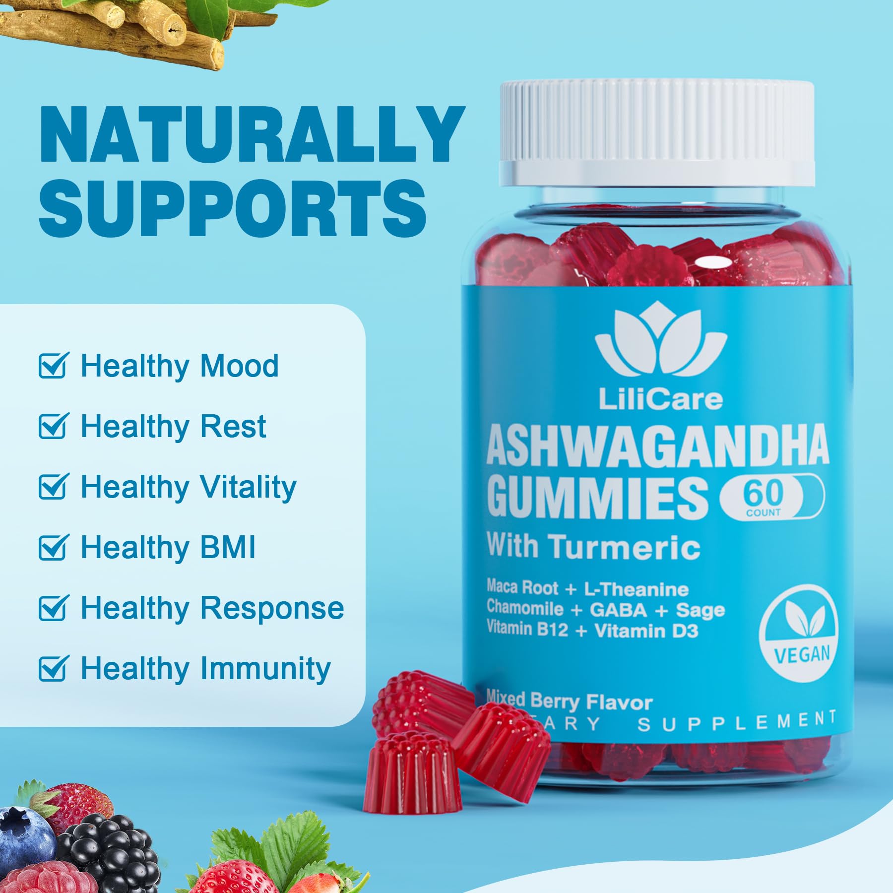 Foto 7 pulgar | Suplemento Envydeal Gomitas De Ashwagandha 2000 Mg 60 Unidades - Venta Internacional