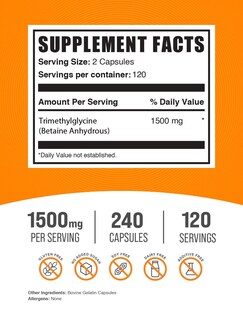 Foto 2 | Suplemento Bulksupplements.com Tmg Trimetilglicina 1500 Mg - Venta Internacional.