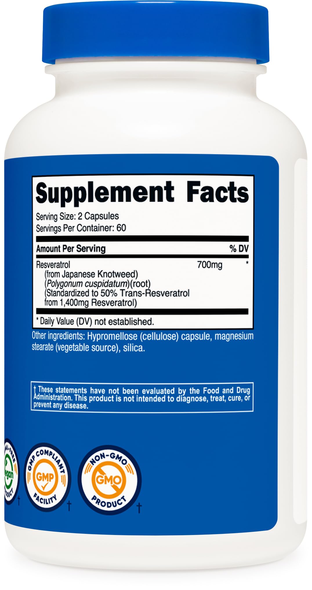 Foto 6 pulgar | Suplemento Nutricost Resveratrol 700 Mg 120 Cápsulas - Venta Internacional