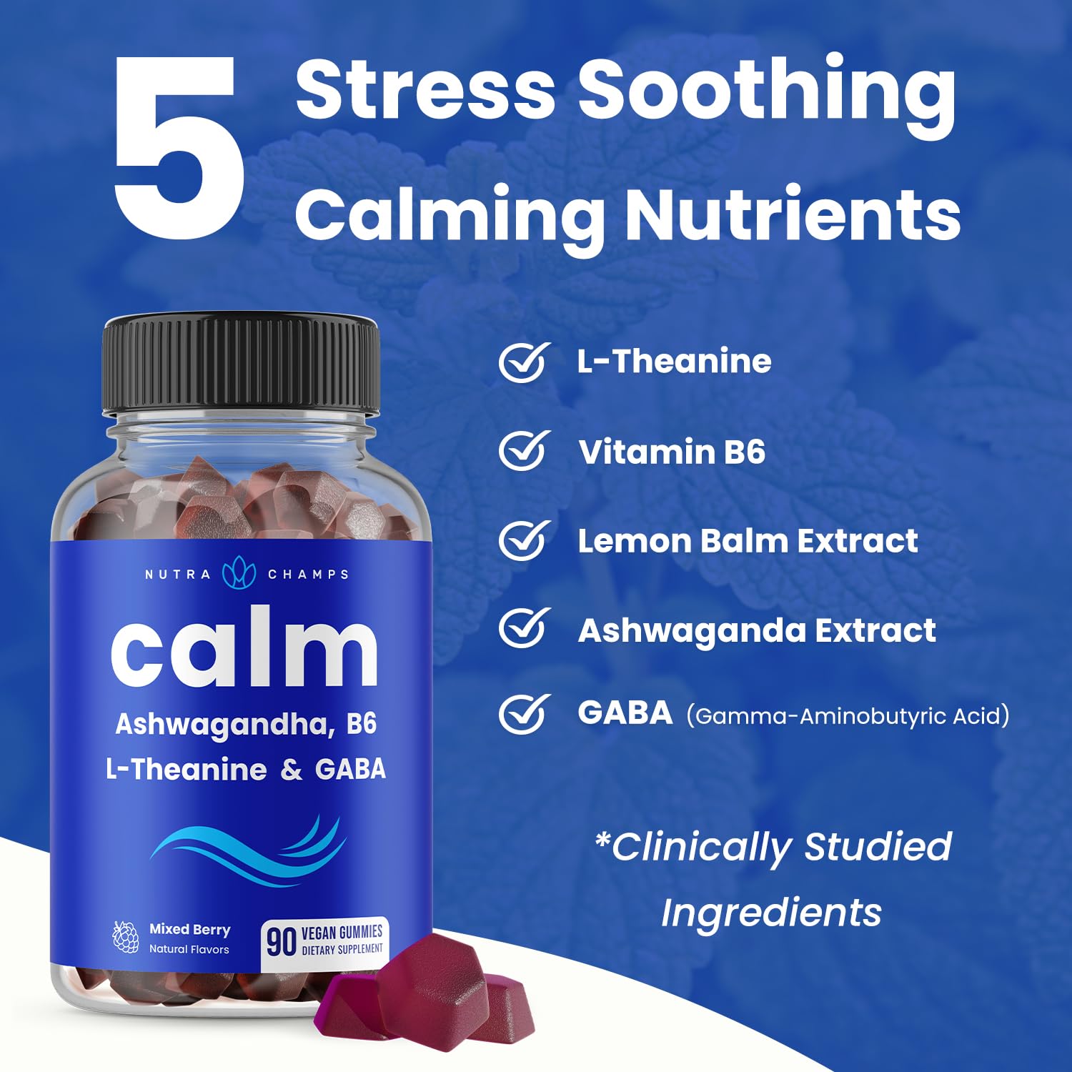 Foto 4 pulgar | Suplemento Nutrachamps Calm Gummies Stress Con Ashwagandha 90 Gomitas- Venta Internacional
